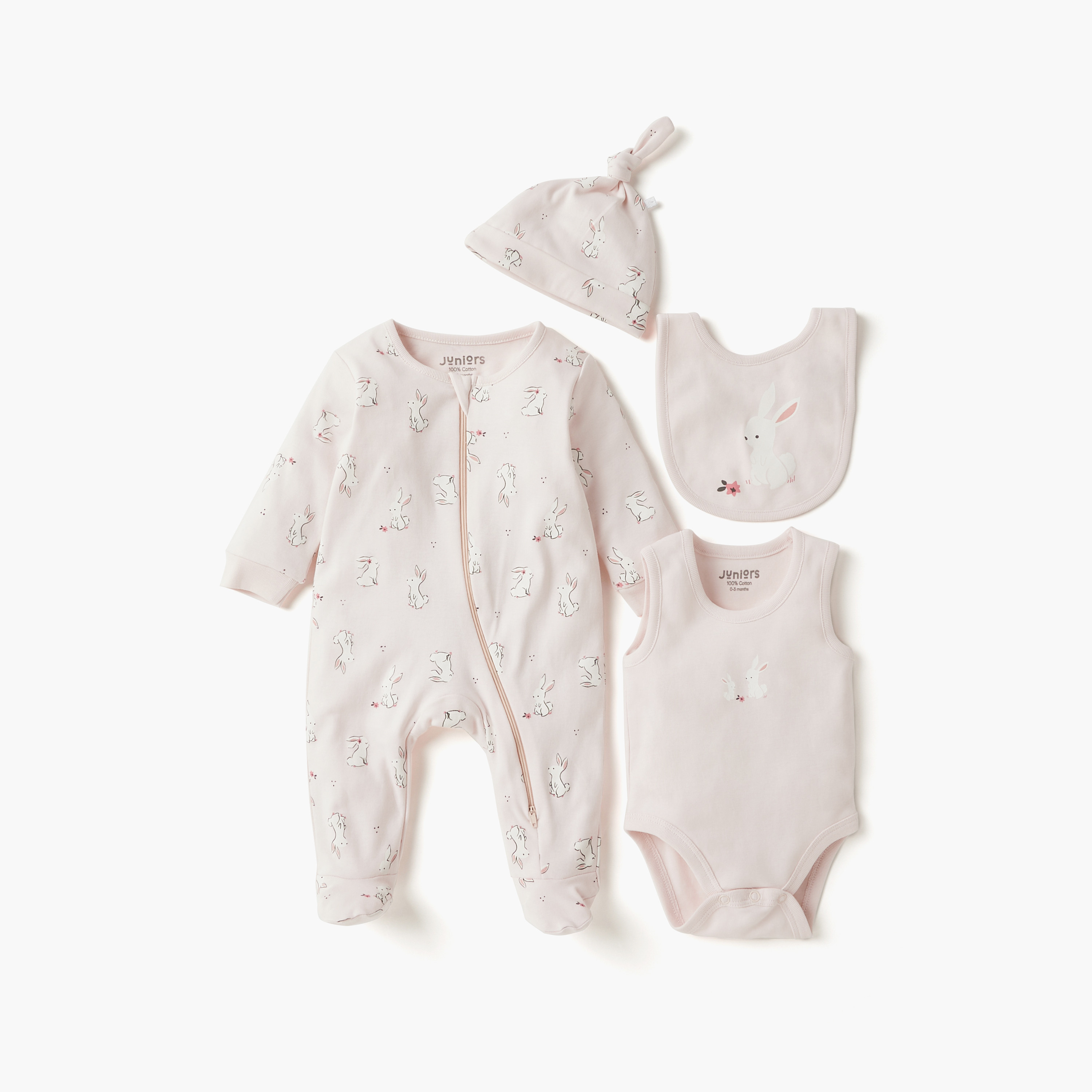 Juniors Bunny Print 4-Piece Clothing Gift Set-baby-girls-clothing-setsandcoords-image-1