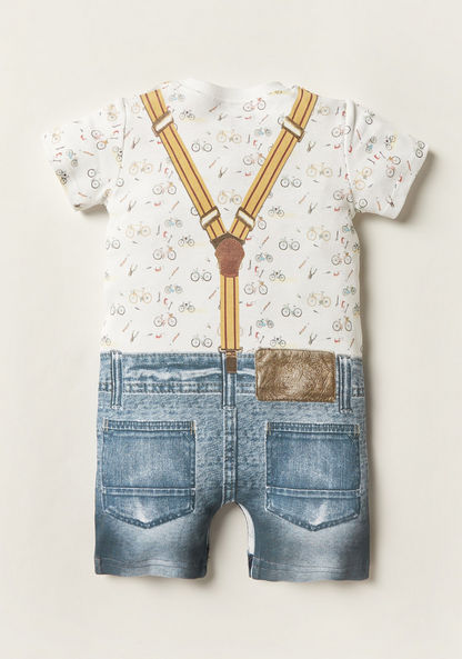 Juniors Denim Print Romper with Short Sleeves and Crew Neck-Rompers%2C Dungarees and Jumpsuits-image-3