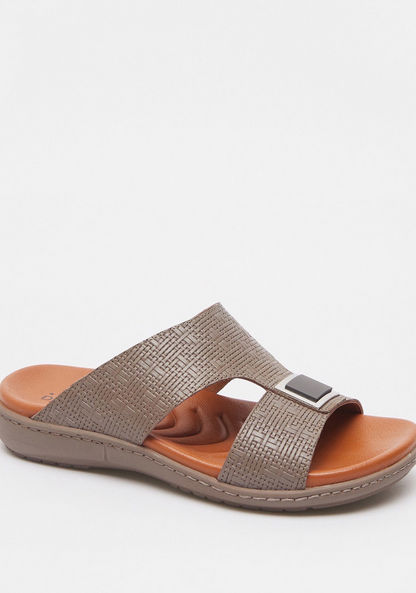 Mister Duchini Textured Slip-On Arabic Sandals with Buckle Accent