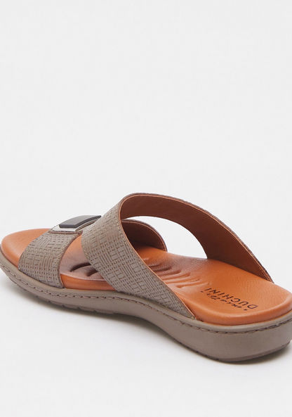 Mister Duchini Textured Slip-On Arabic Sandals with Buckle Accent