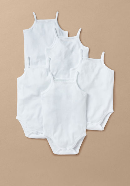 Giggles Solid Sleeveless Bodysuit - Set of 5-Bodysuits-image-0