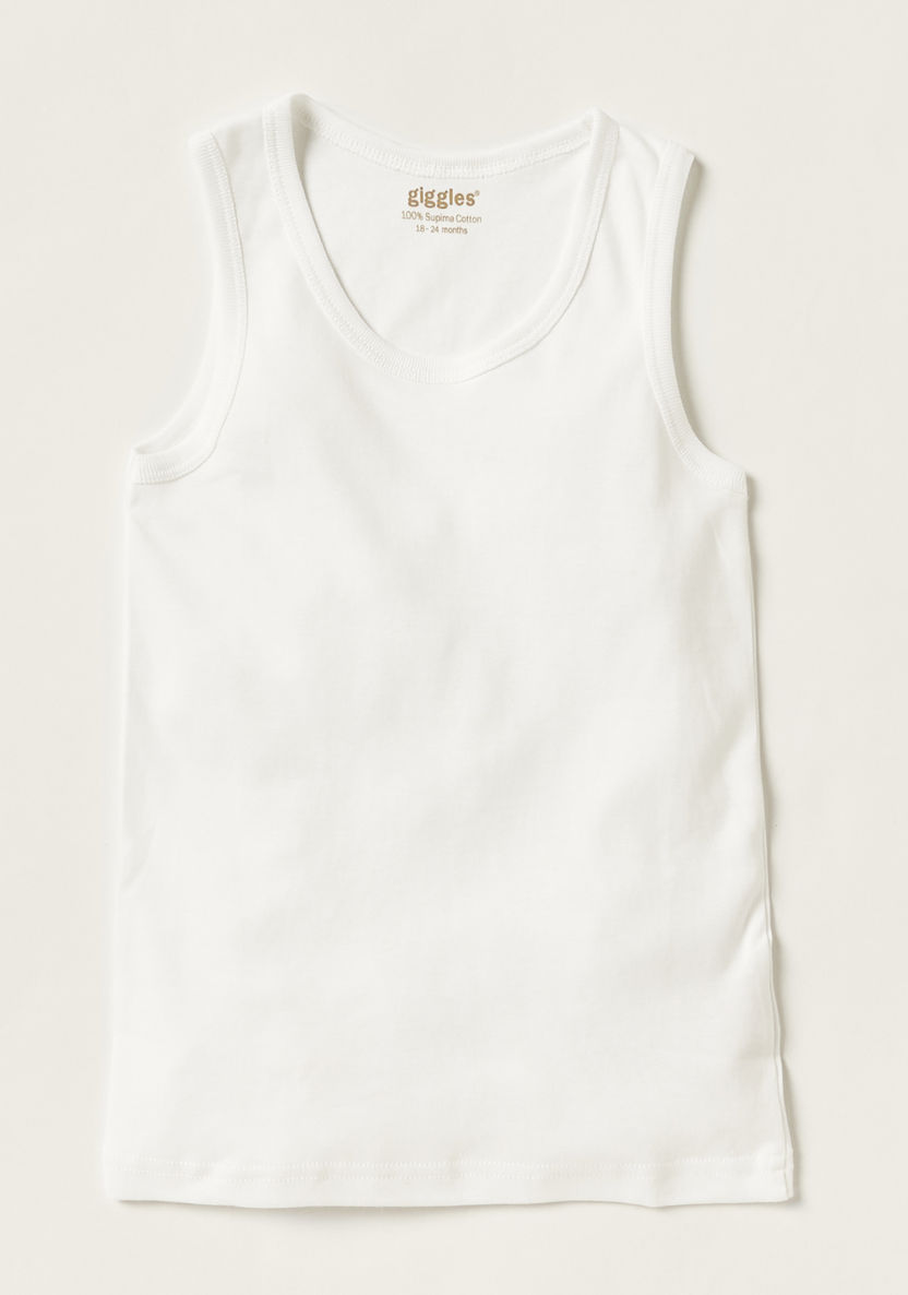 Giggles Solid Sleeveless Vest - Set of 3-Innerwear-image-3