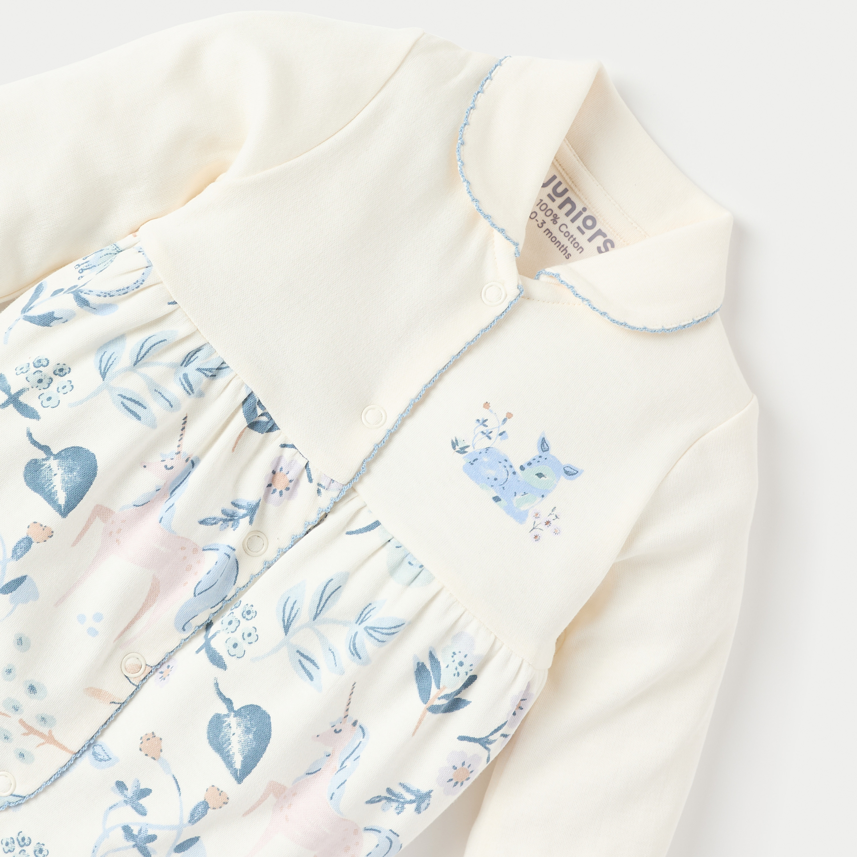 بدلة نوم بأزرار إغلاق كبّاسة وياقة بطبعات من جونيورز-baby-girls-clothing-nightwear-sleepsuits-image-2