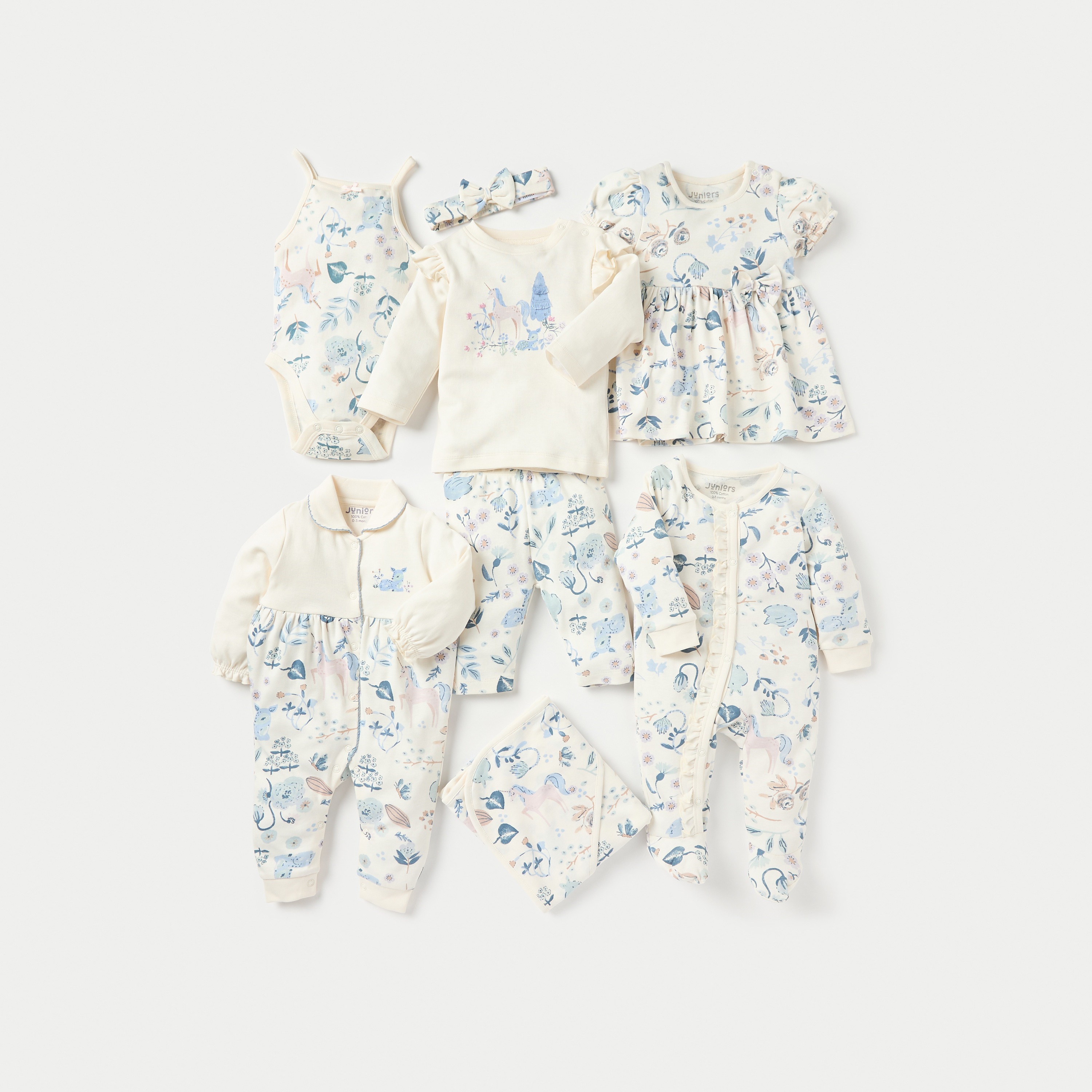 بدلة نوم بأزرار إغلاق كبّاسة وياقة بطبعات من جونيورز-baby-girls-clothing-nightwear-sleepsuits-image-5
