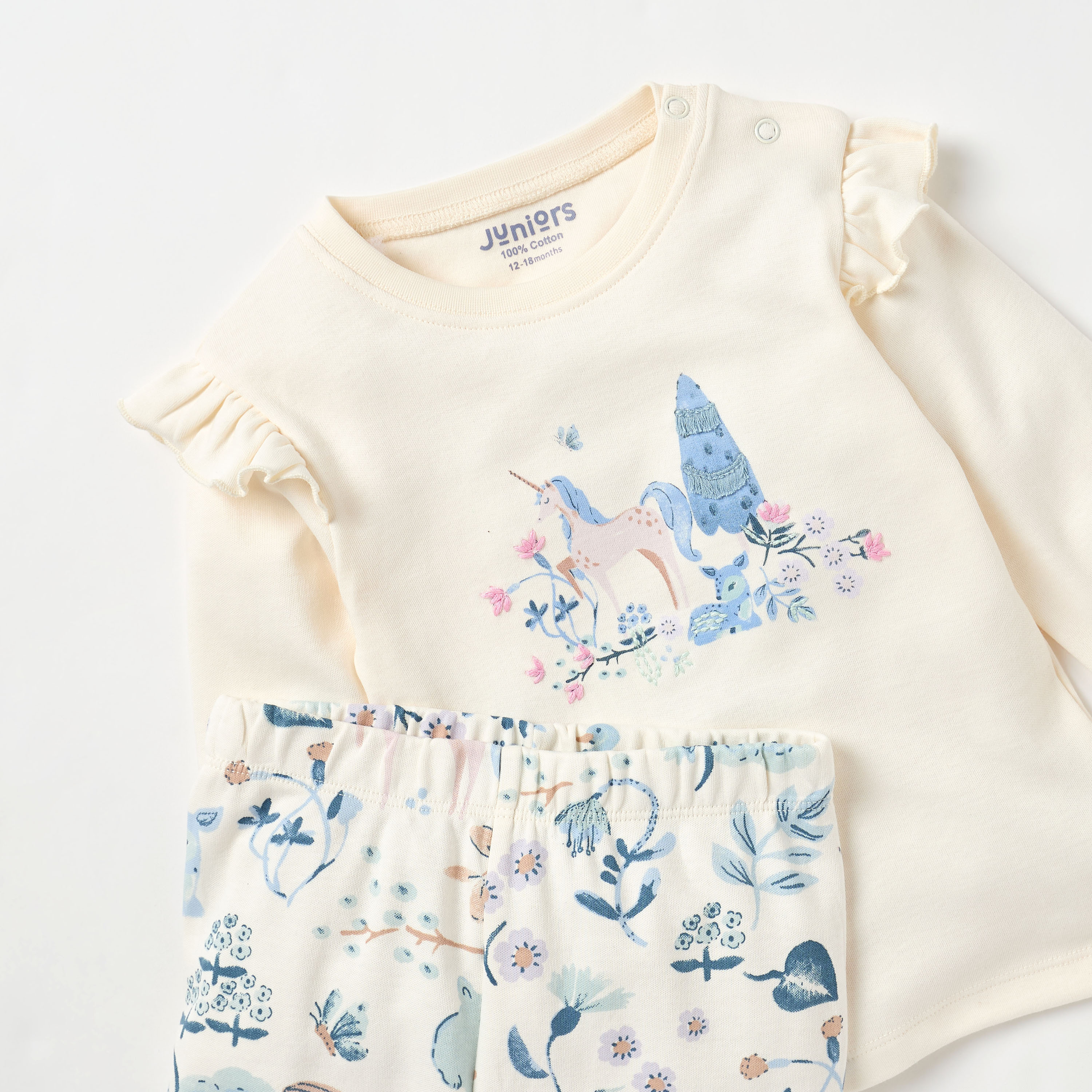 طقم بنطلون بيجاما وتيشيرت بطبعات يونيكورن من جونيورز-baby-girls-clothing-nightwear-pyjamasets-image-4