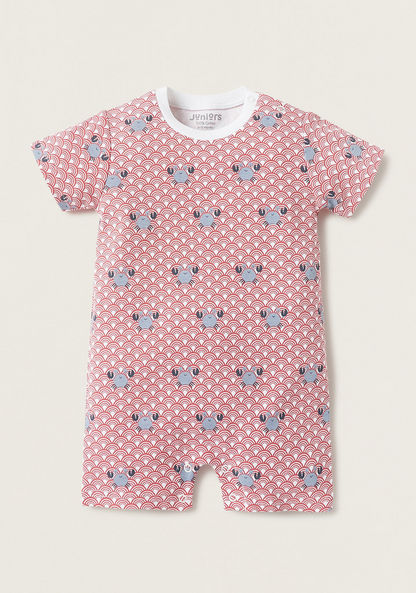 Juniors All-Over Crab Print Romper with Button Closure-Rompers%2C Dungarees and Jumpsuits-image-0