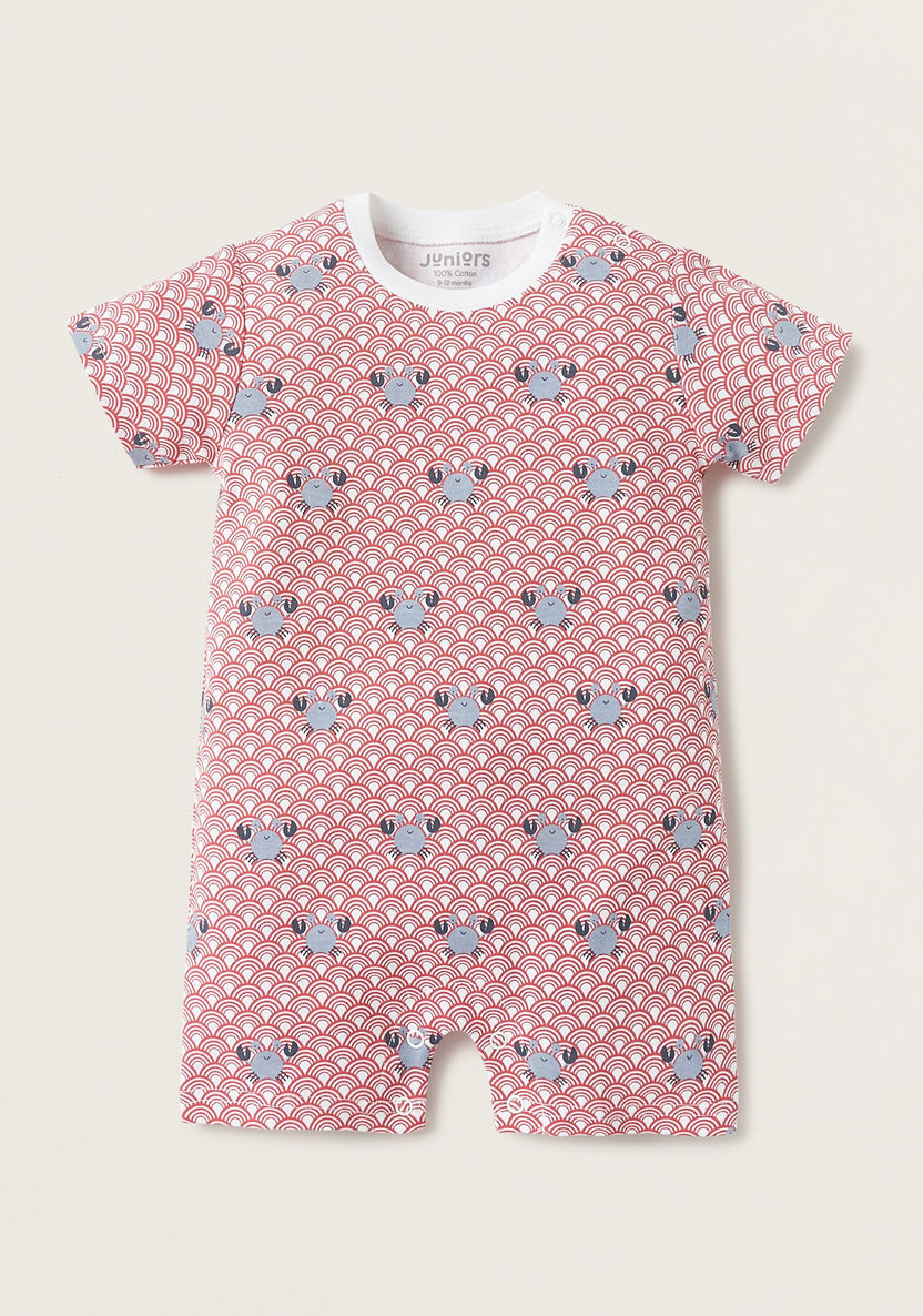 Juniors All-Over Crab Print Romper with Button Closure-Rompers, Dungarees & Jumpsuits-image-0