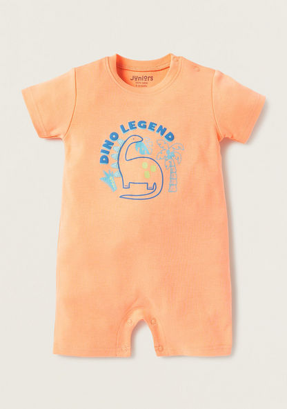 Juniors Dinosaur Print Romper with Button Closure-Rompers%2C Dungarees and Jumpsuits-image-0