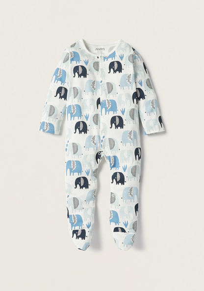 Juniors All-Over Elephant Print Closed Feet Sleepsuit-Sleepsuits-image-0
