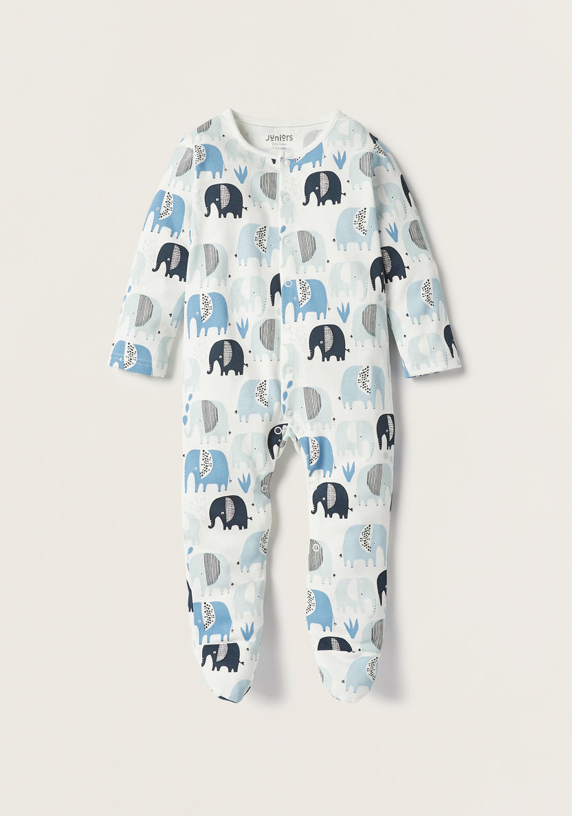 Juniors All-Over Elephant Print Closed Feet Sleepsuit-Sleepsuits-image-0