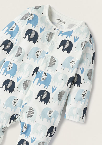 Juniors All-Over Elephant Print Closed Feet Sleepsuit-Sleepsuits-image-1