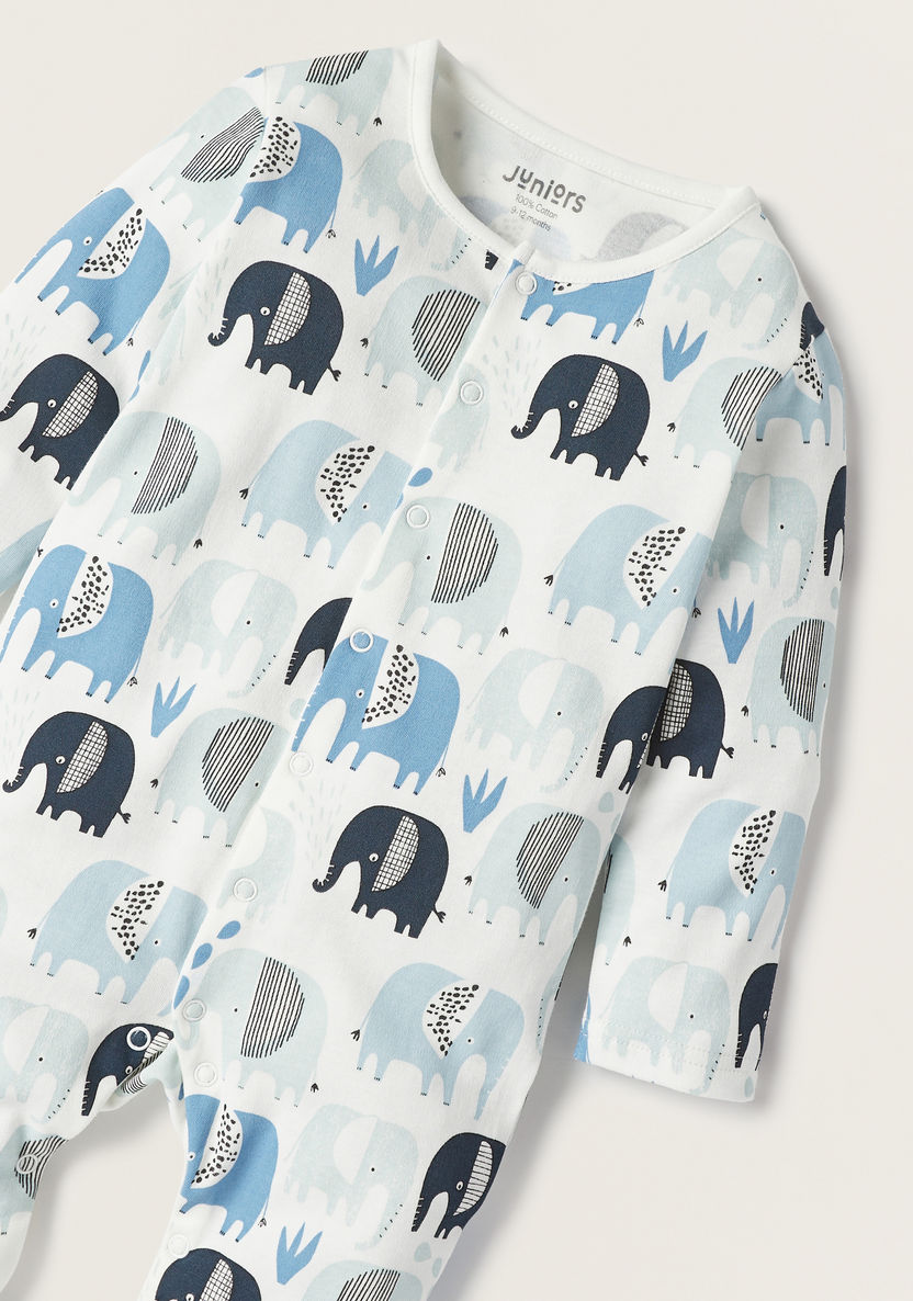 Juniors All-Over Elephant Print Closed Feet Sleepsuit-Sleepsuits-image-1