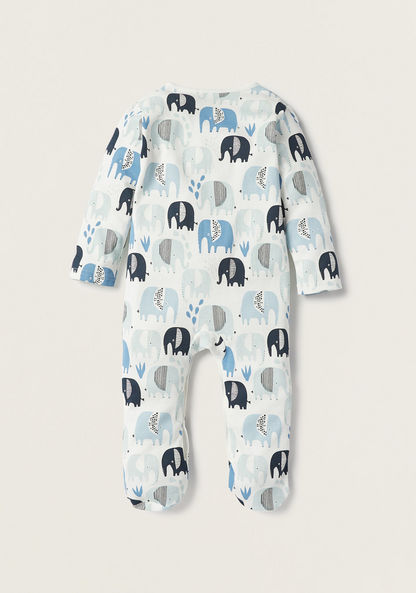 Juniors All-Over Elephant Print Closed Feet Sleepsuit-Sleepsuits-image-3