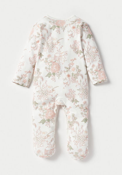 Juniors Floral Print Long Sleeves Sleepsuit with Button Closure-Sleepsuits-image-3
