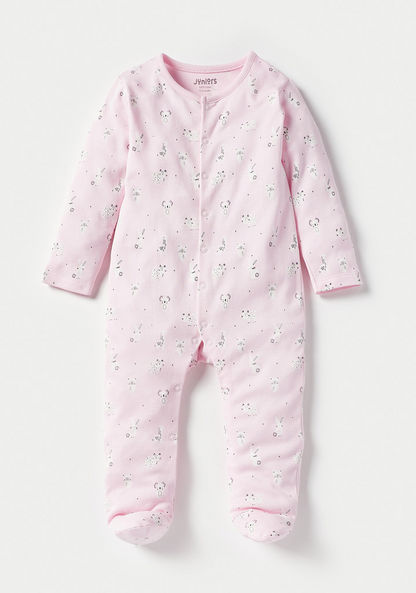 Juniors All Over Print Long Sleeves Sleepsuit with Button Closure-Sleepsuits-image-0