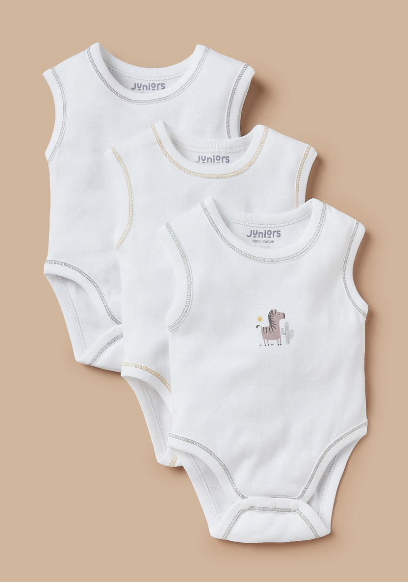 Juniors Printed Sleeveless Bodysuit - Set of 3-Bodysuits-image-0