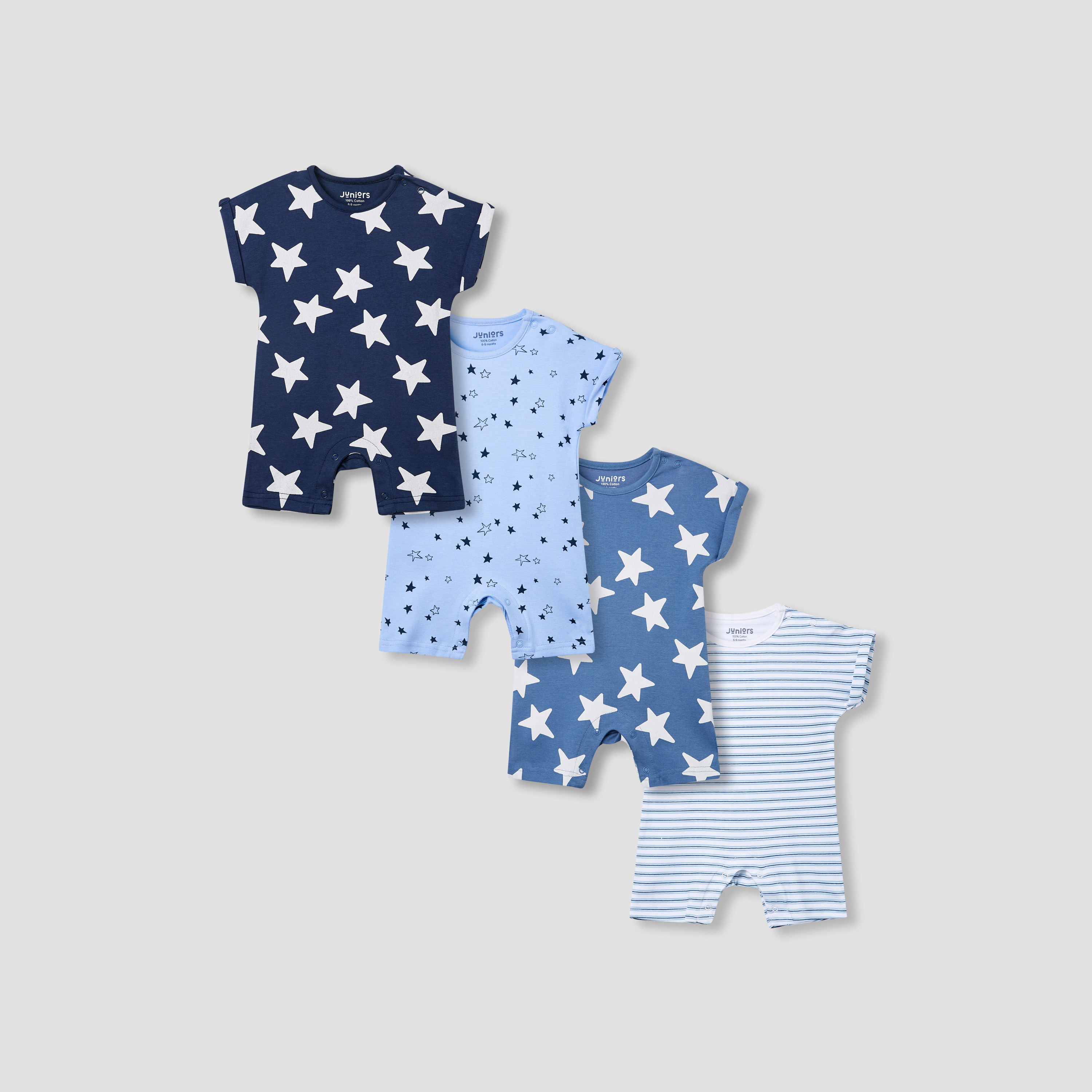 أفرول بأكمام قصيرة وطبعات من جونيورز - طقم من 4-baby-boys-clothing-rompers-image-1