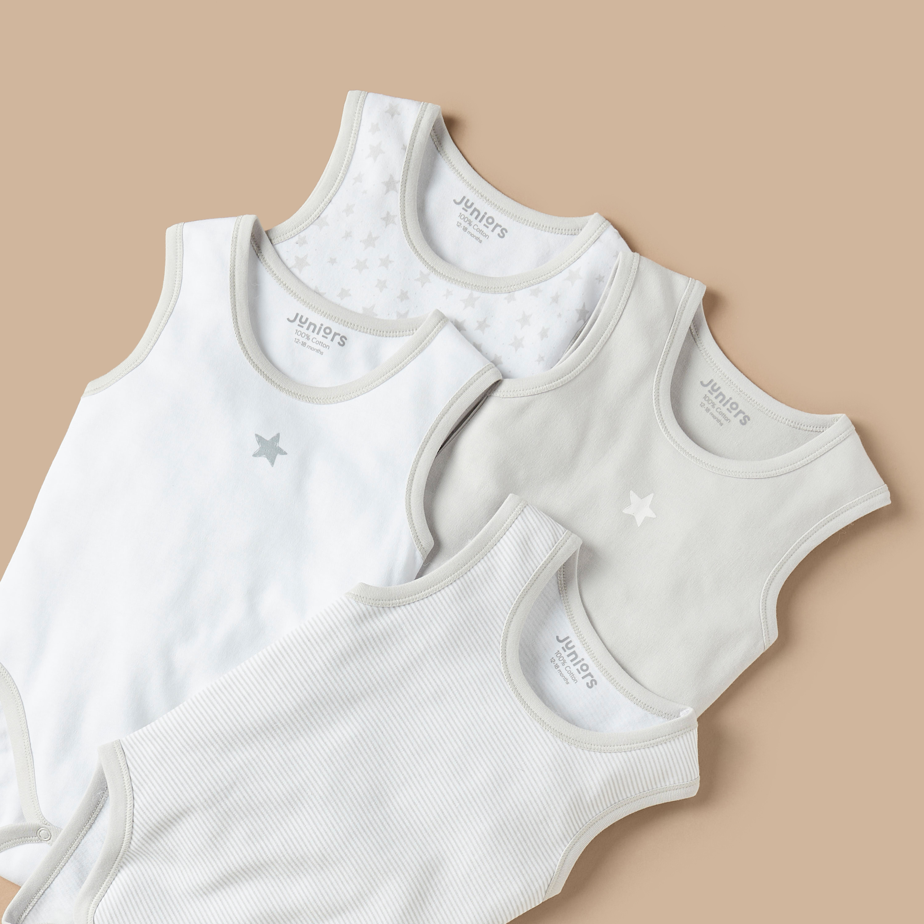 Juniors Star Print Sleeveless Bodysuit - Set of 10-baby-boys-clothing-bodysuits-image-3