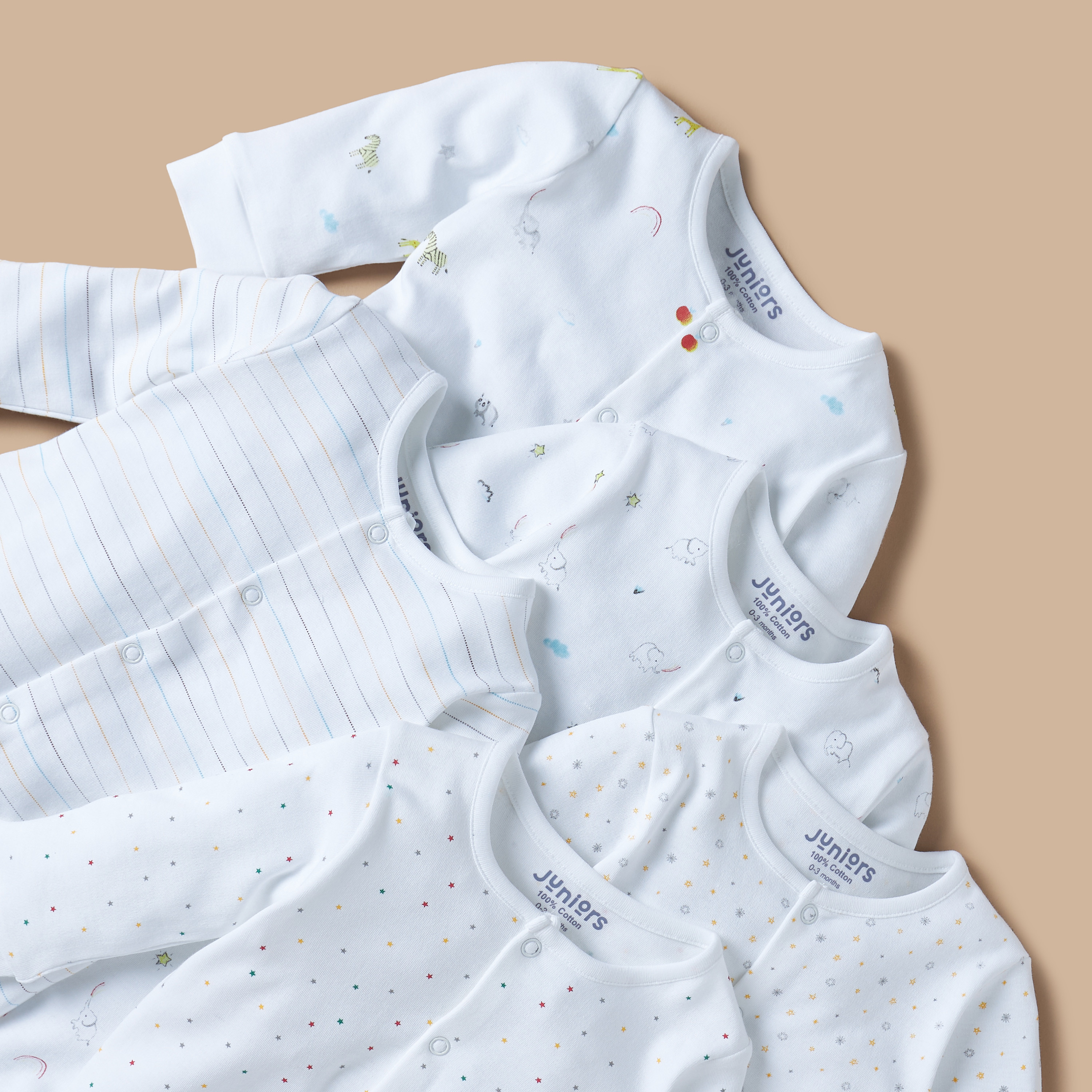 Juniors Printed Sleepsuit with Long Sleeves - Set of 5-baby-girls-clothing-nightwear-sleepsuits-image-3