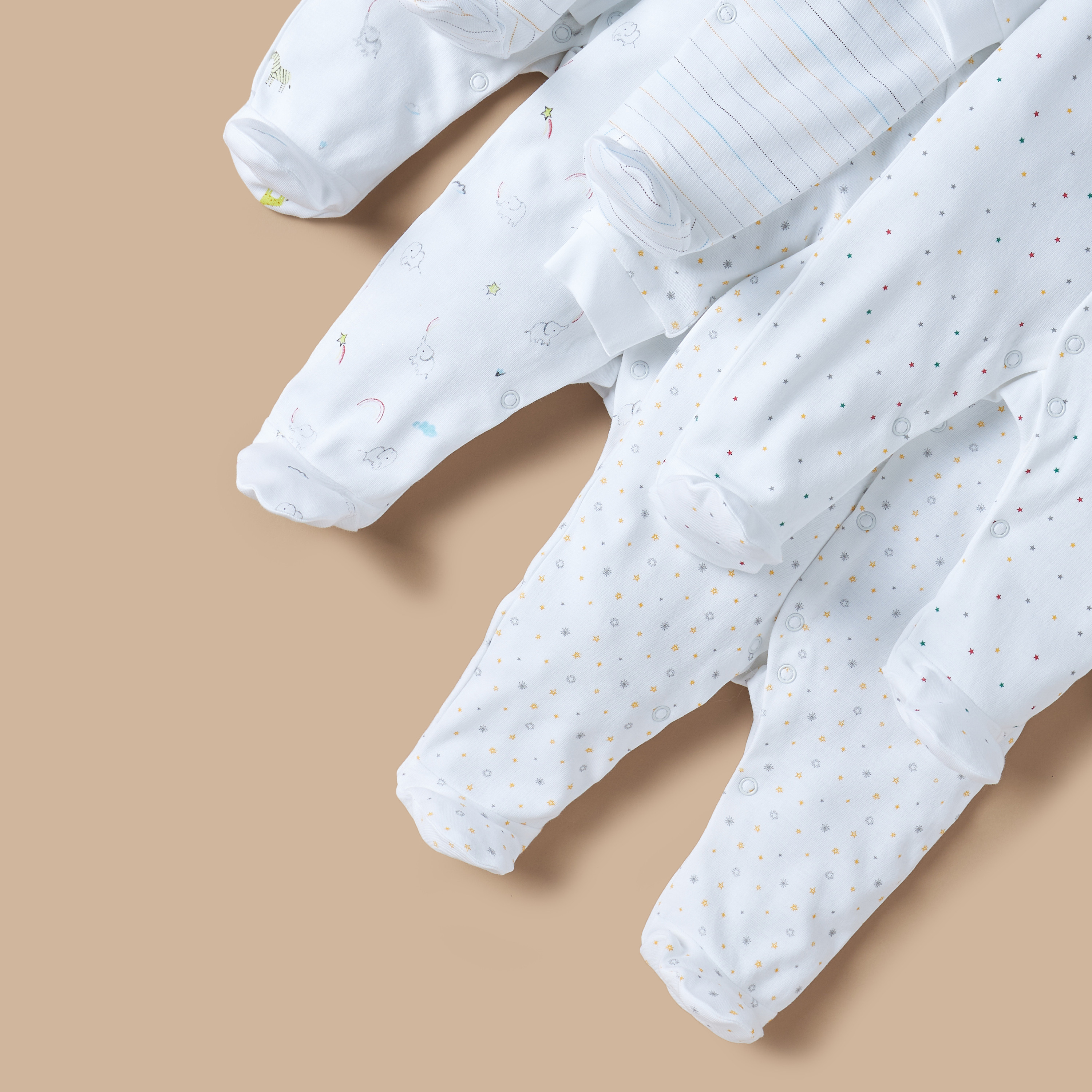 Juniors Printed Sleepsuit with Long Sleeves - Set of 5-baby-girls-clothing-nightwear-sleepsuits-image-4