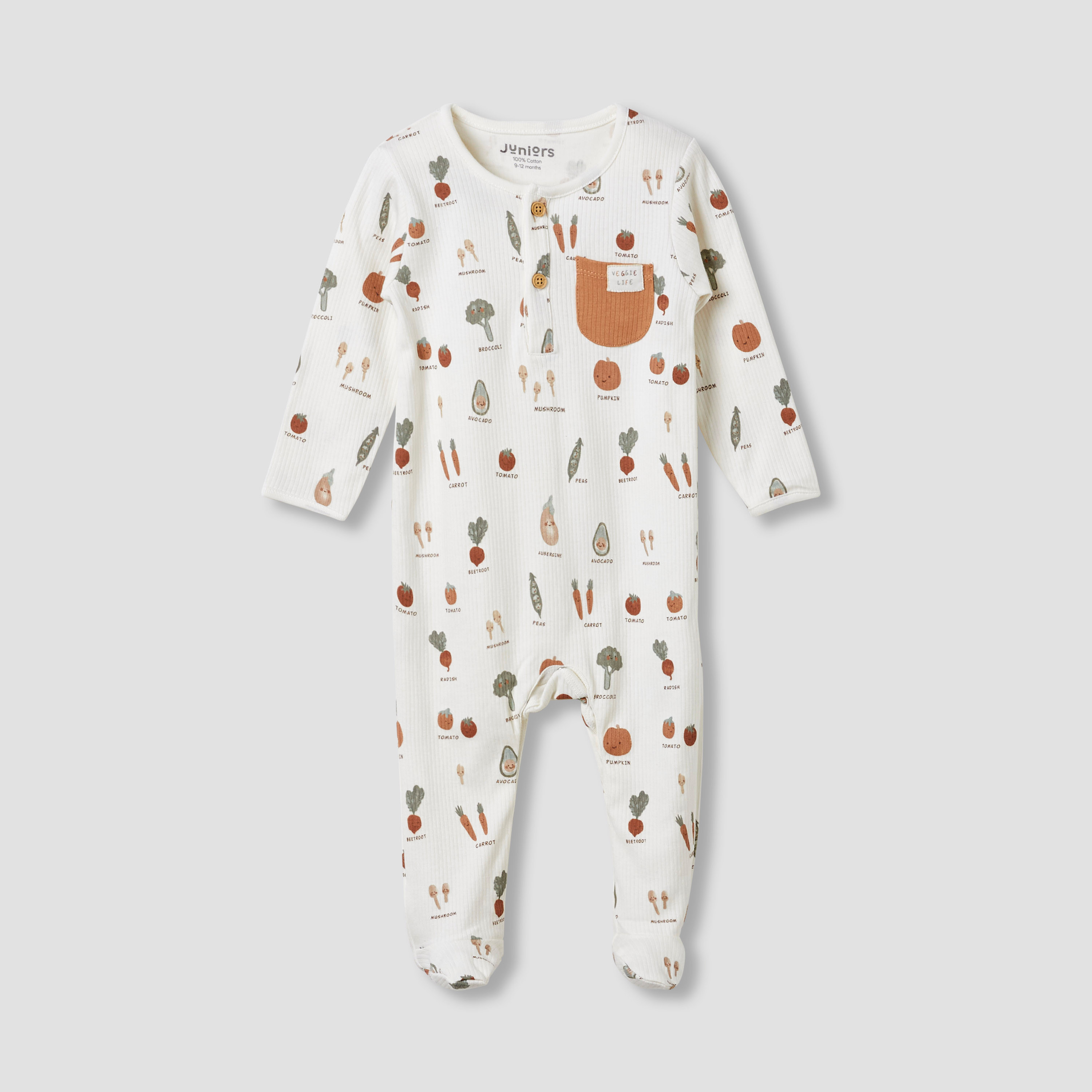 Juniors Round Neck Sleepsuit with Closed Feet - Cotton - Long Sleeves-baby-boys-clothing-nightwear-sleepsuits-image-1