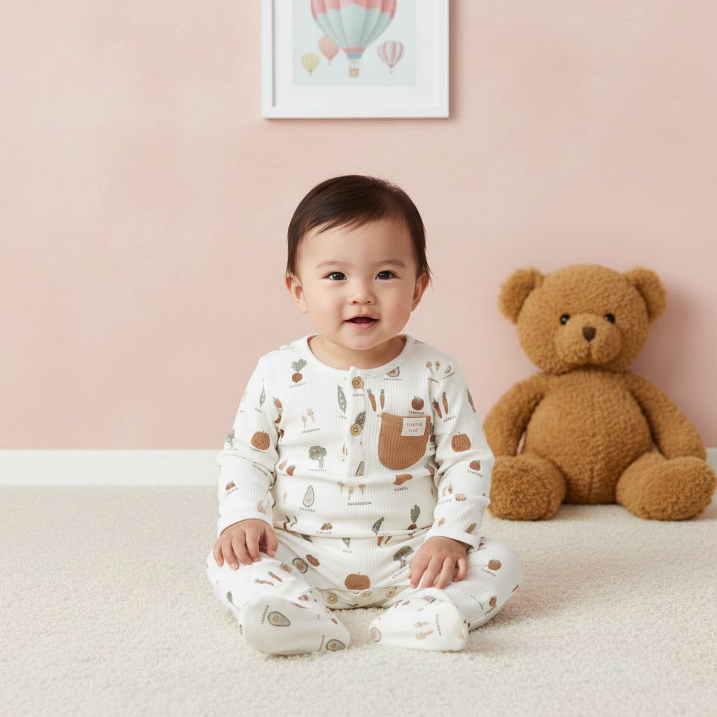 Juniors Round Neck Sleepsuit with Closed Feet - Cotton - Long Sleeves-baby-boys-clothing-nightwear-sleepsuits-image-5