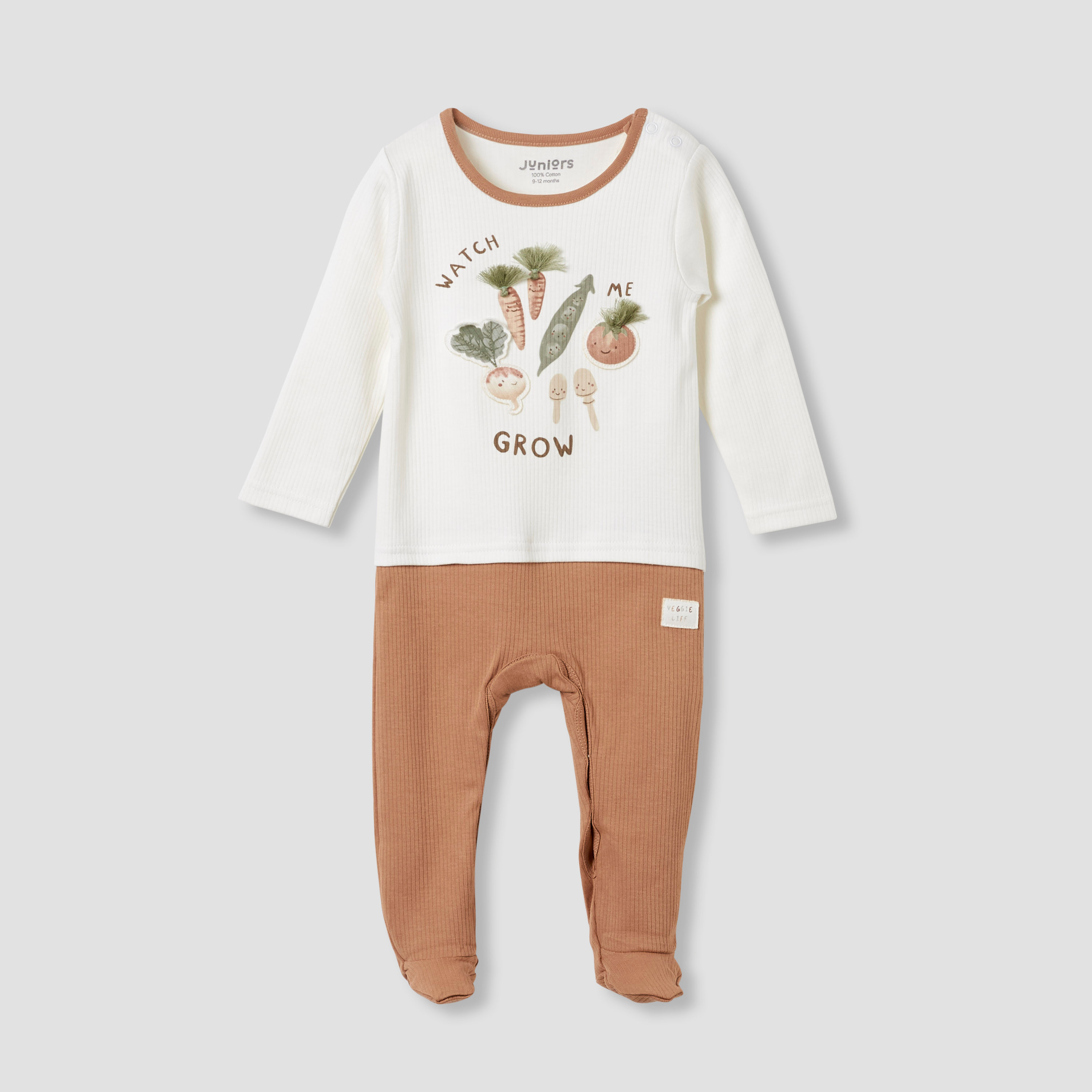 Juniors Round Neck Sleepsuit with Closed Feet - Cotton - Long Sleeves-baby-boys-clothing-nightwear-sleepsuits-image-1