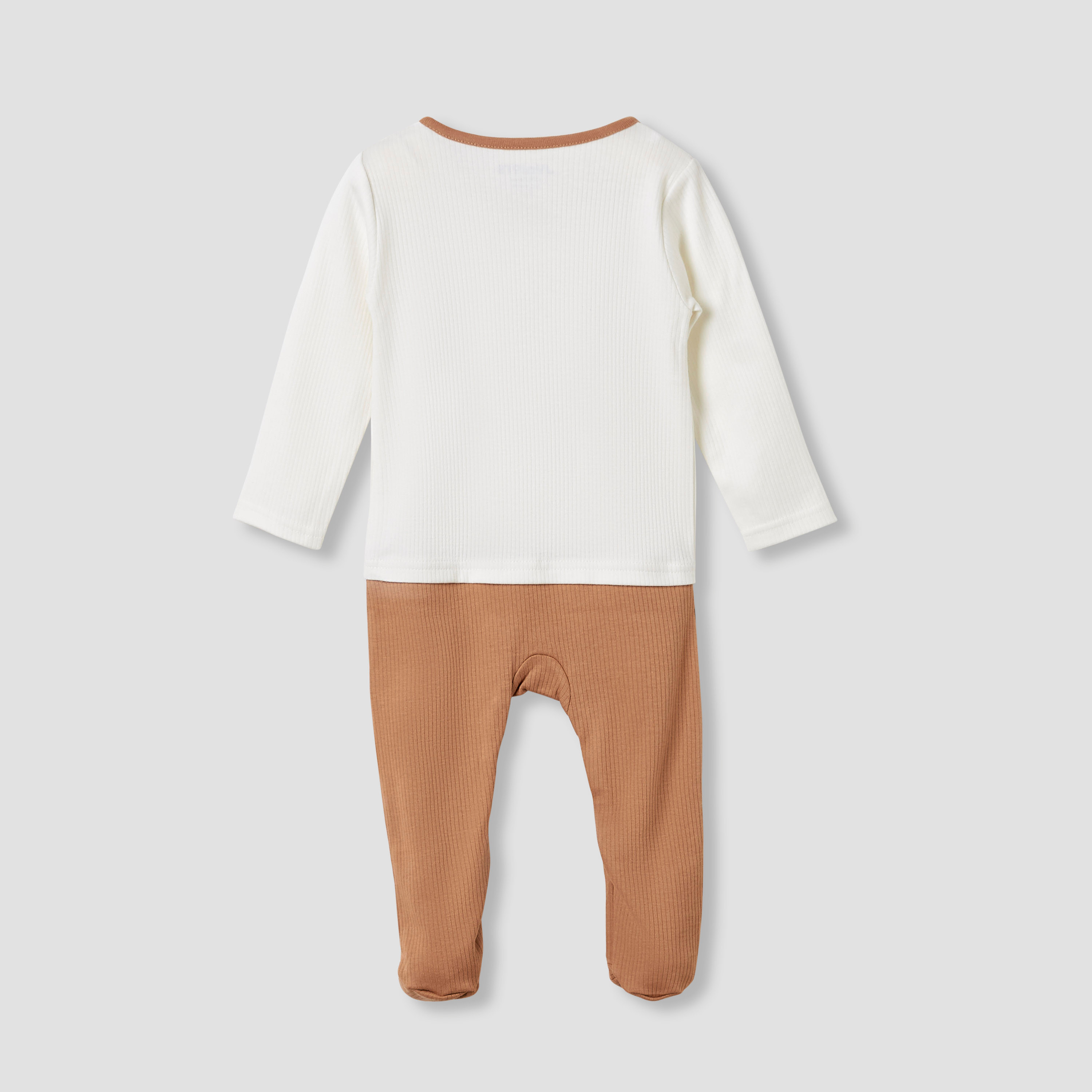 Juniors Round Neck Sleepsuit with Closed Feet - Cotton - Long Sleeves-baby-boys-clothing-nightwear-sleepsuits-image-2