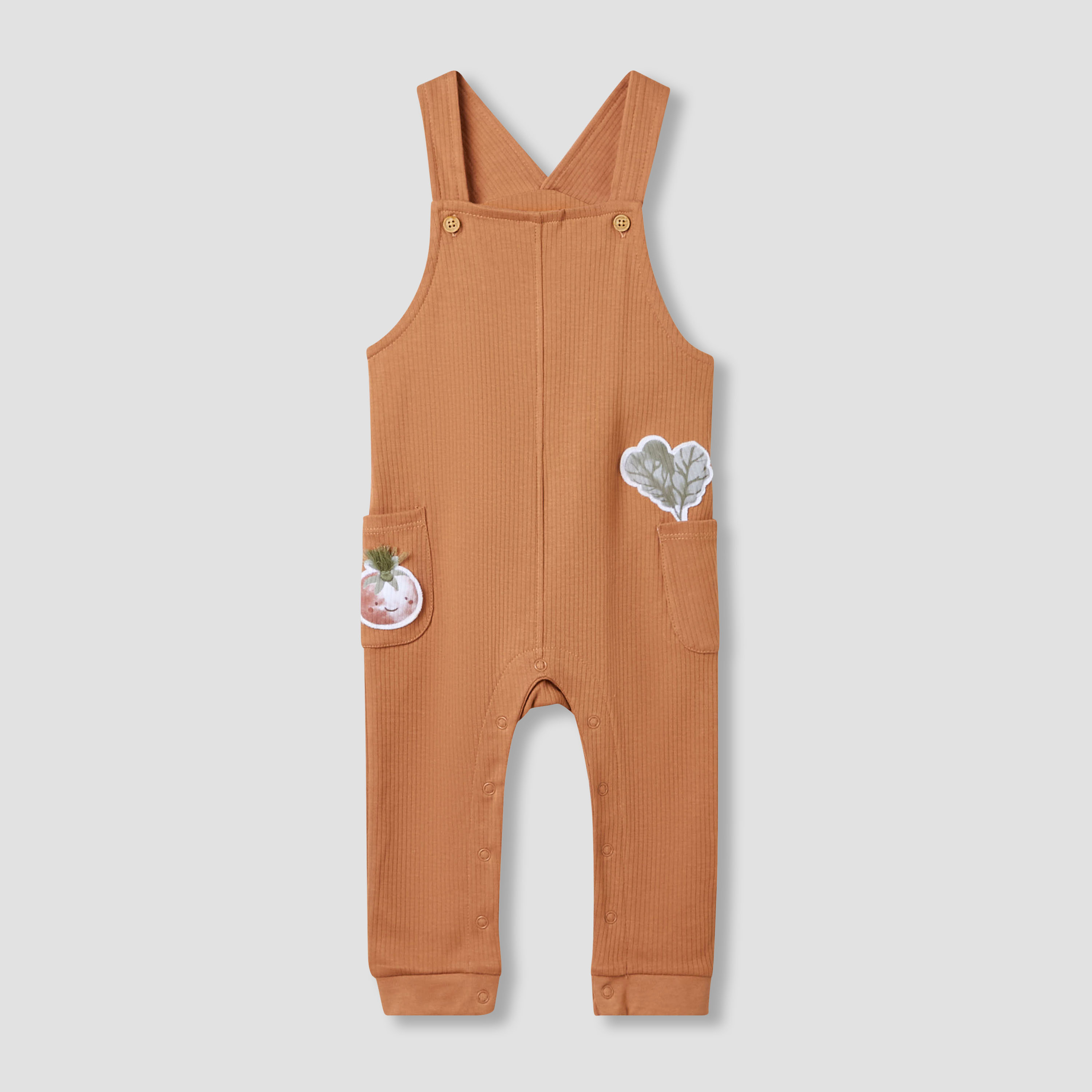 Juniors Boys T-shirt and Dungaree Set with Vegetable Print - Cotton - Long Sleeves - Crew Neck-baby-boys-clothing-setsandcoords-image-2