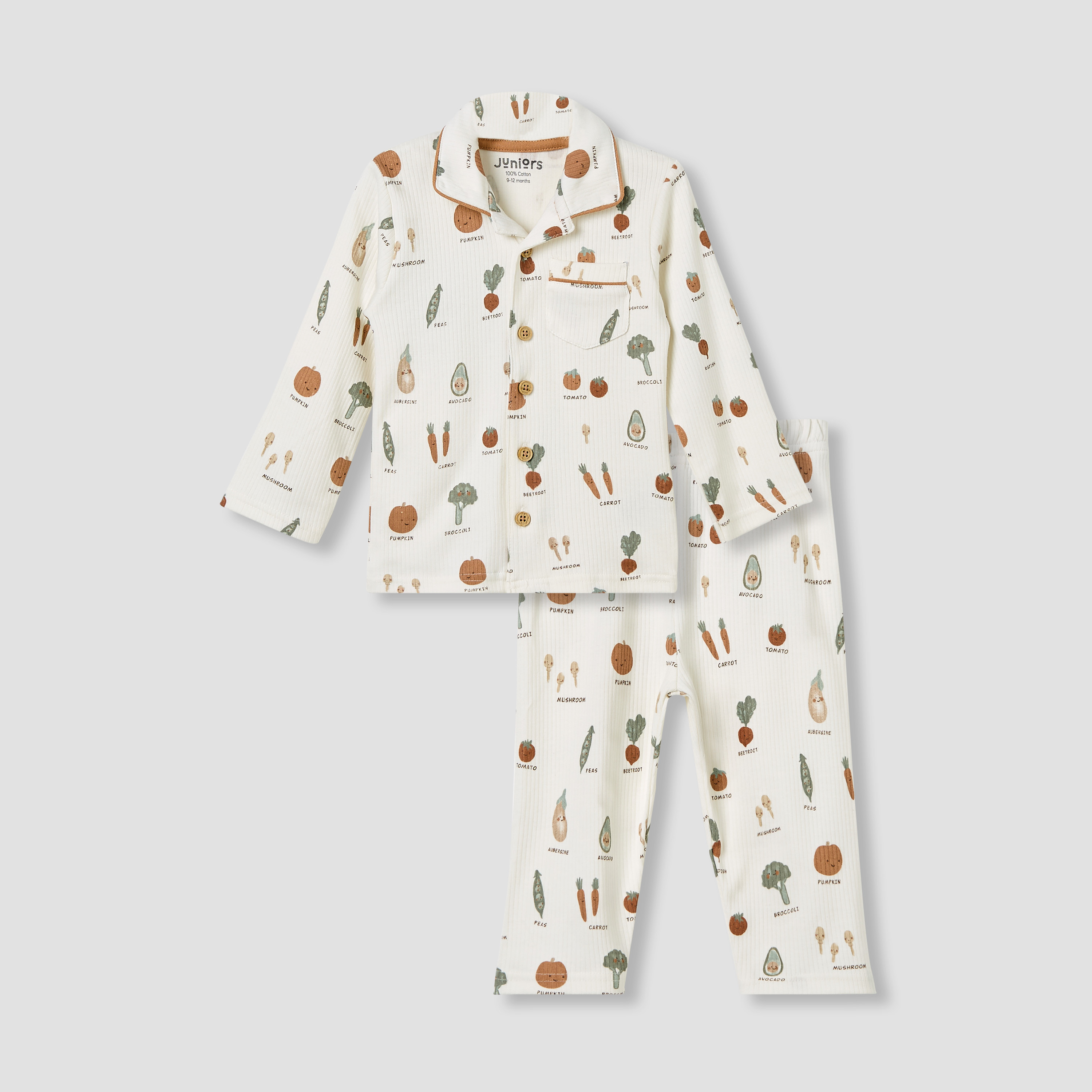 Juniors Pyjama Set with Vegetable Print - Cotton - Long Sleeves - Collar-baby-boys-clothing-nightwear-pyjamasets-image-1