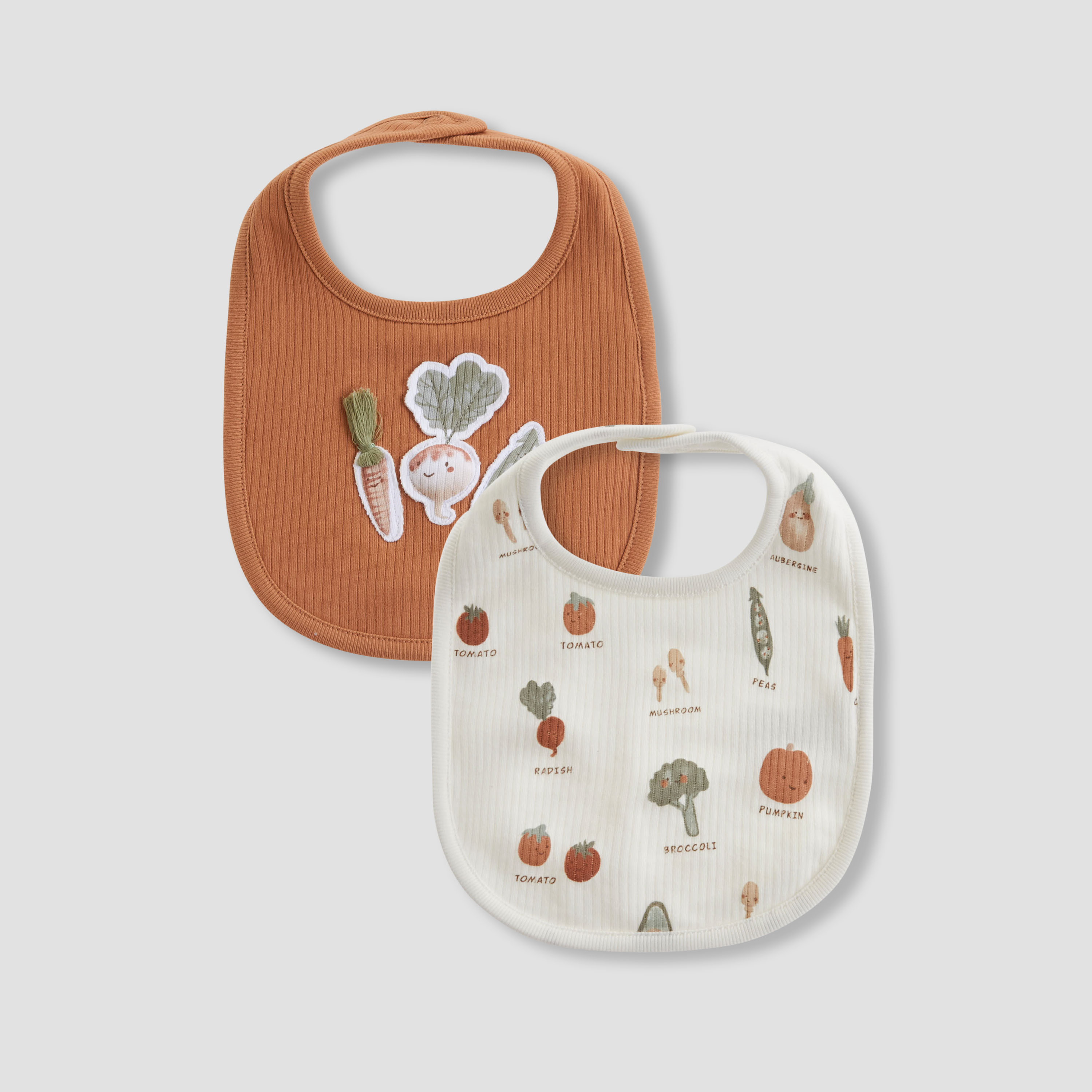 Juniors Baby Bib with Vegetable Print - Cotton - Set of 2-baby-feeding-bibs-image-1