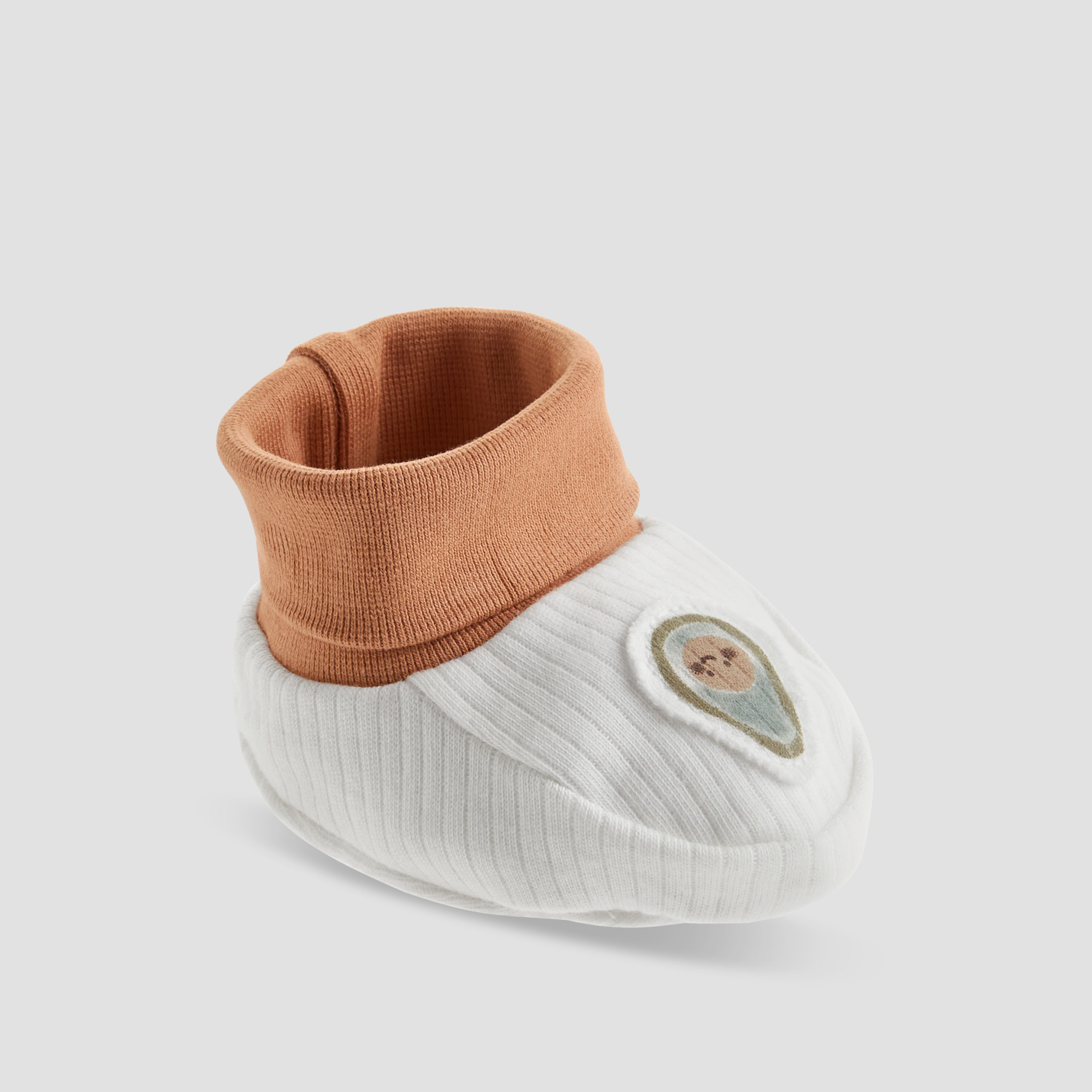 Juniors Boys Booties with Avocado Applique - Cotton-baby-boys-shoes-booties-image-2