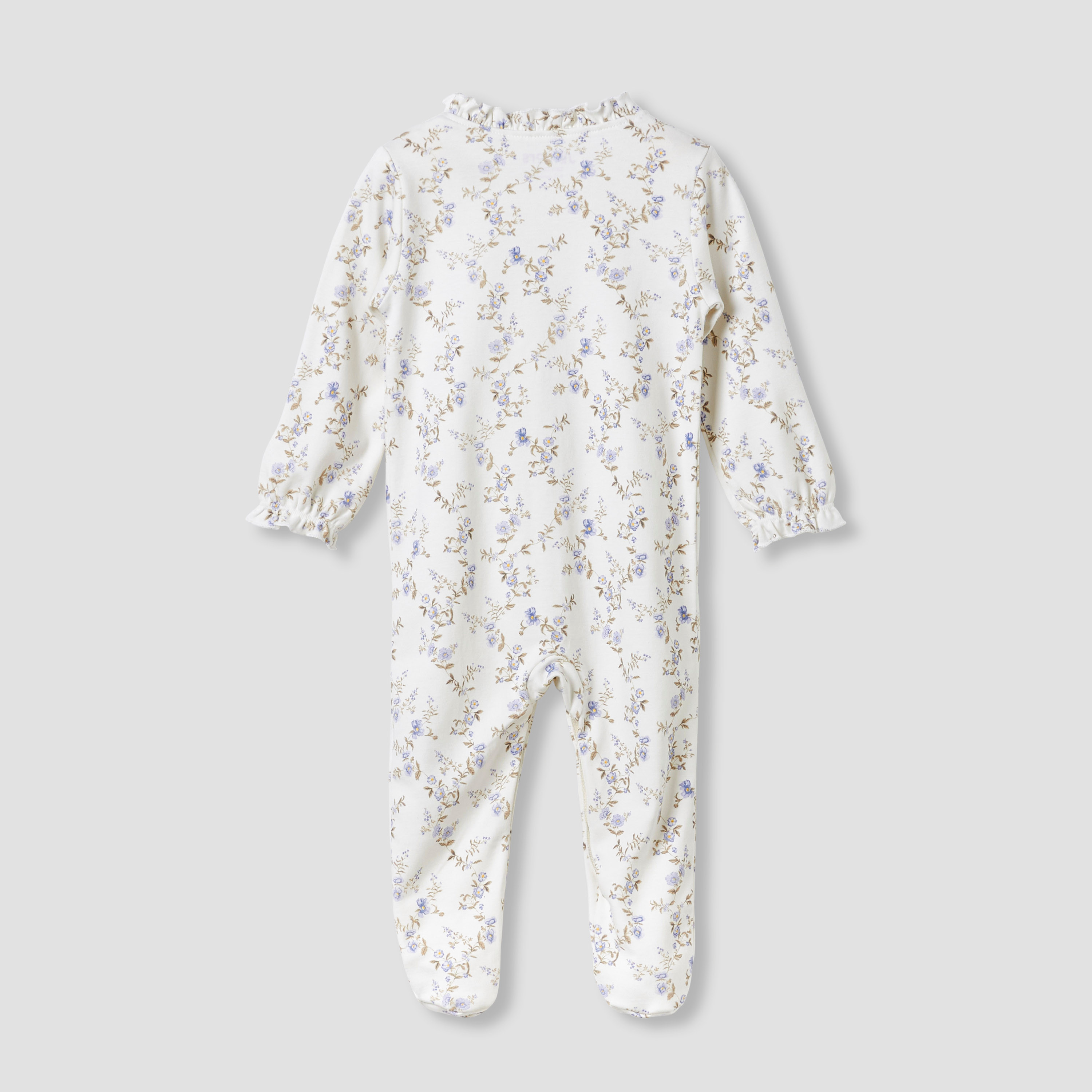 Juniors Round Neck Footed Sleepsuit with Floral Print - Cotton - Long Sleeves-baby-girls-clothing-nightwear-sleepsuits-image-2