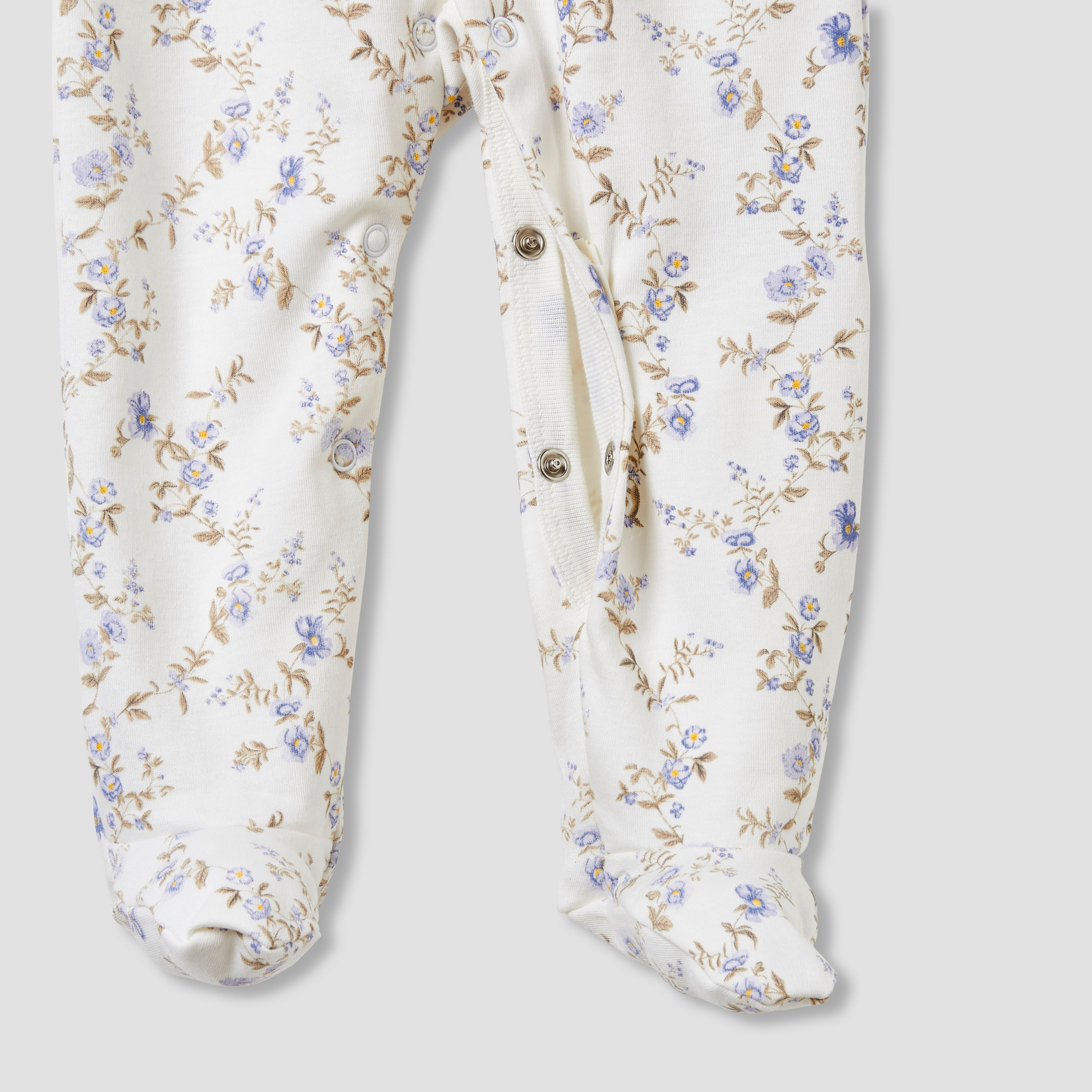 Juniors Round Neck Footed Sleepsuit with Floral Print - Cotton - Long Sleeves-baby-girls-clothing-nightwear-sleepsuits-image-4