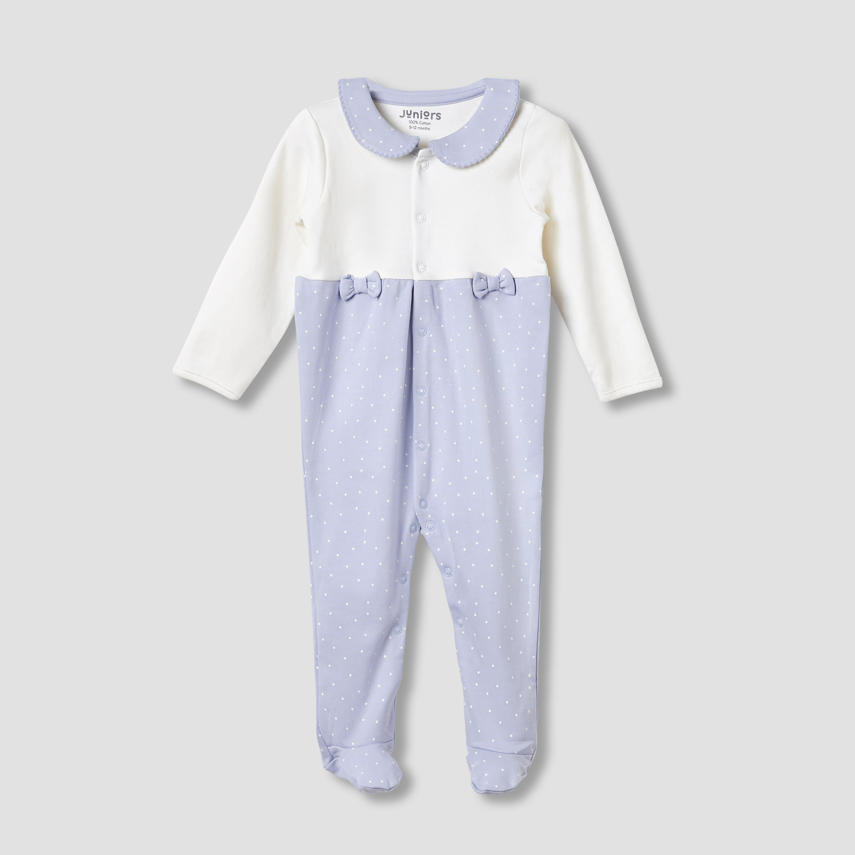 Juniors Peter Pan Collar Sleepsuit with Closed Feet - Cotton - Long Sleeves-baby-girls-clothing-nightwear-sleepsuits-image-1