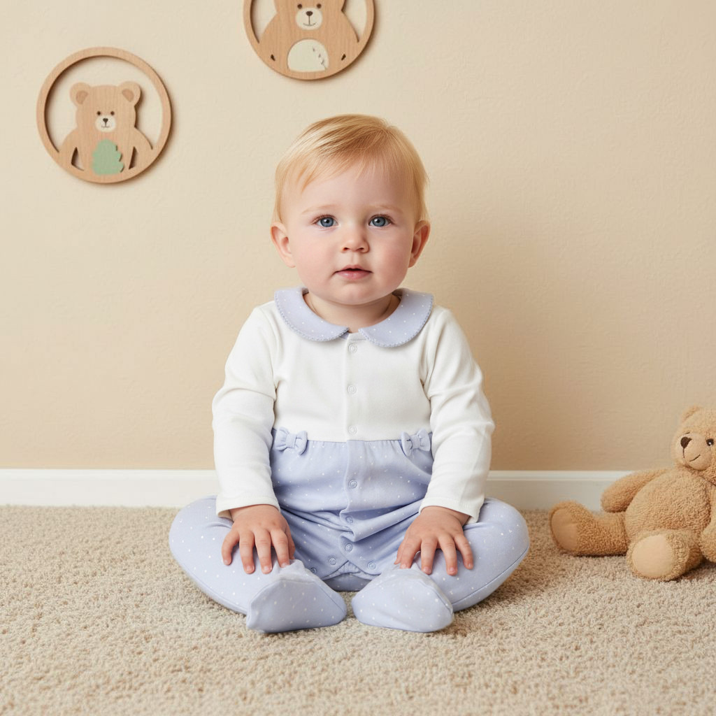 Juniors Peter Pan Collar Sleepsuit with Closed Feet - Cotton - Long Sleeves-baby-girls-clothing-nightwear-sleepsuits-image-5