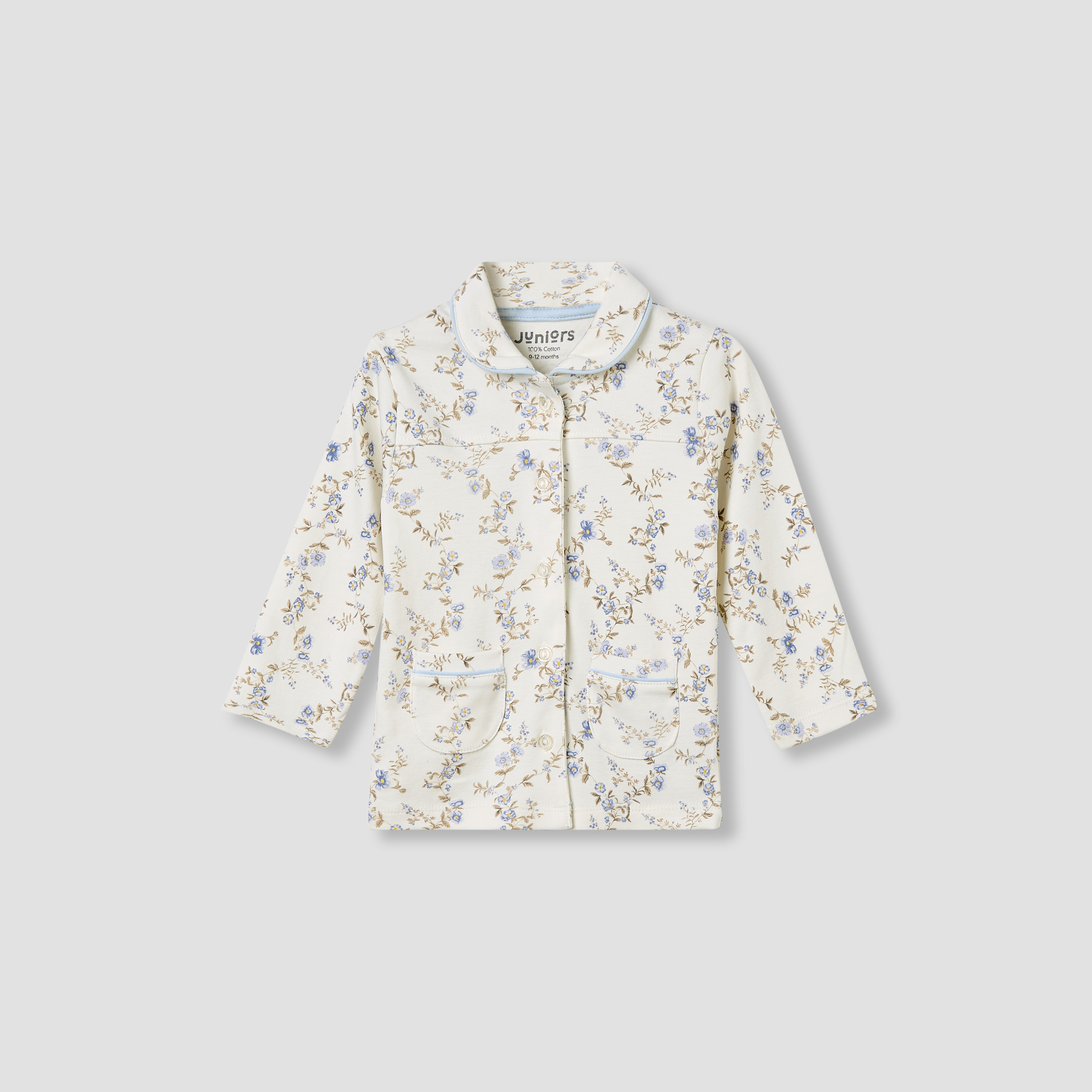 Juniors Pyjama Set with Floral Print - Cotton - Long Sleeves - Collar-baby-girls-clothing-nightwear-pyjamasets-image-2