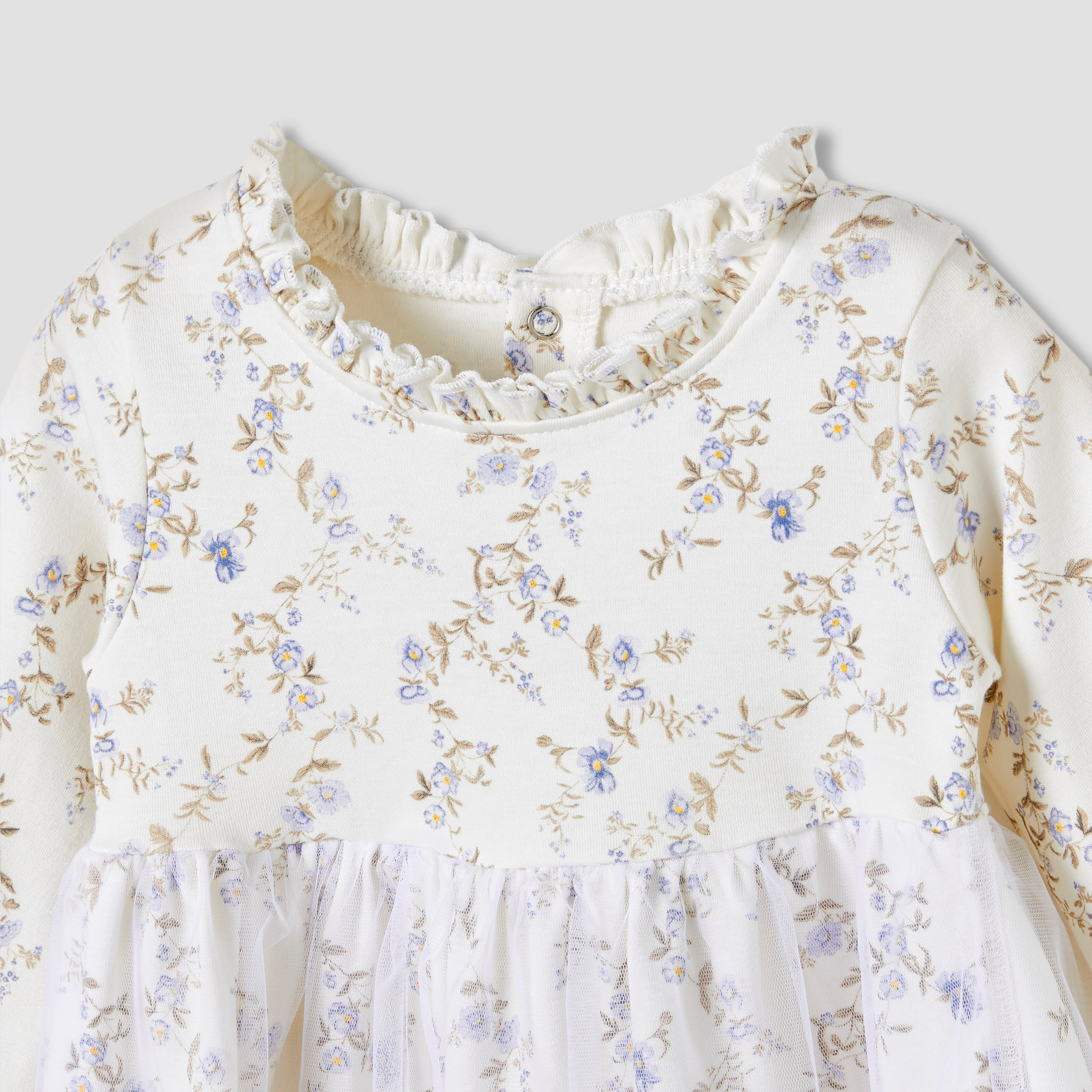 Juniors Girls Dress with Floral Print - Cotton - Long Sleeves - Round Neck-baby-girls-clothing-dressesandjumpsuits-image-3