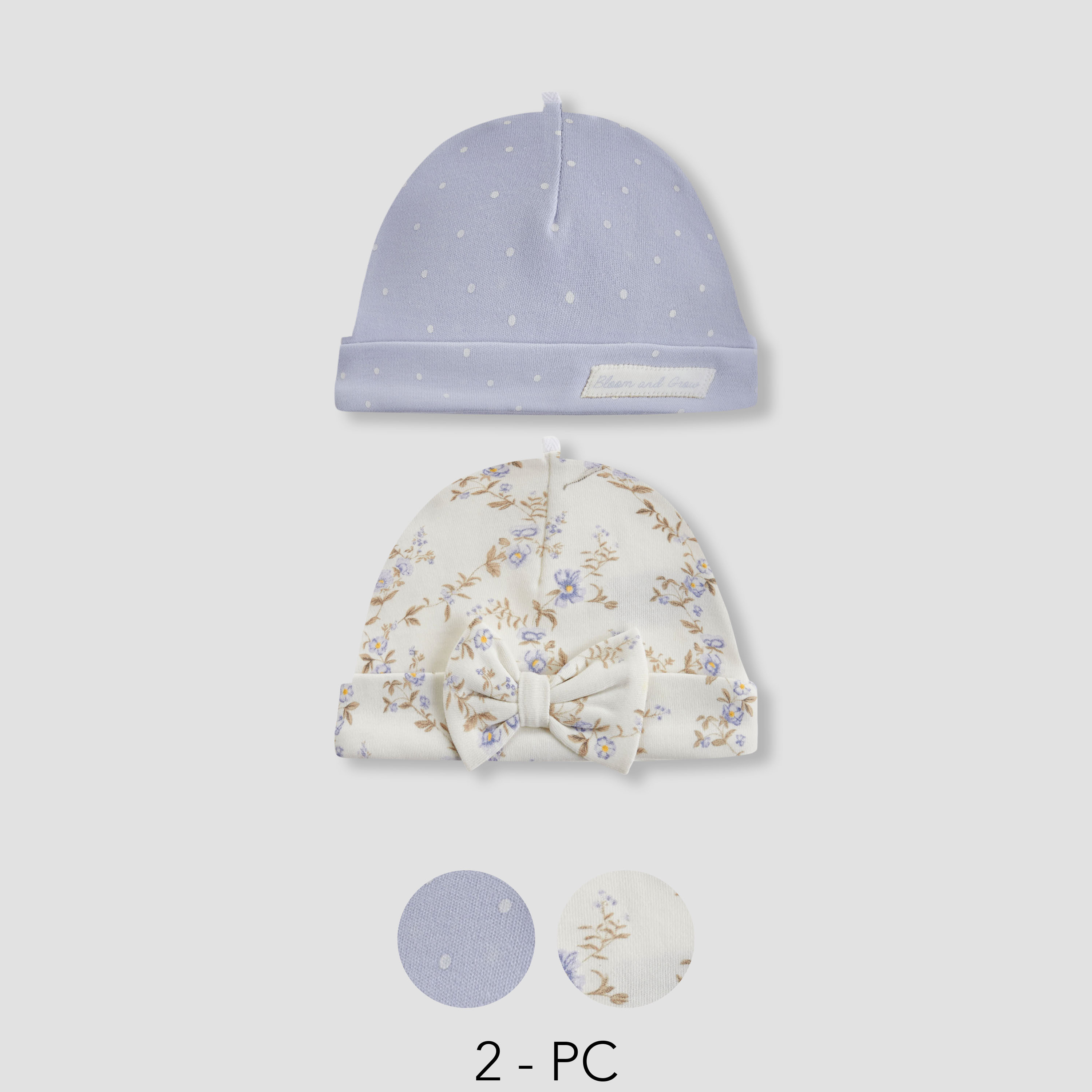 Juniors Girls Cap with Assorted Print - Cotton - Set of 2-baby-girls-accessories-caps-image-1