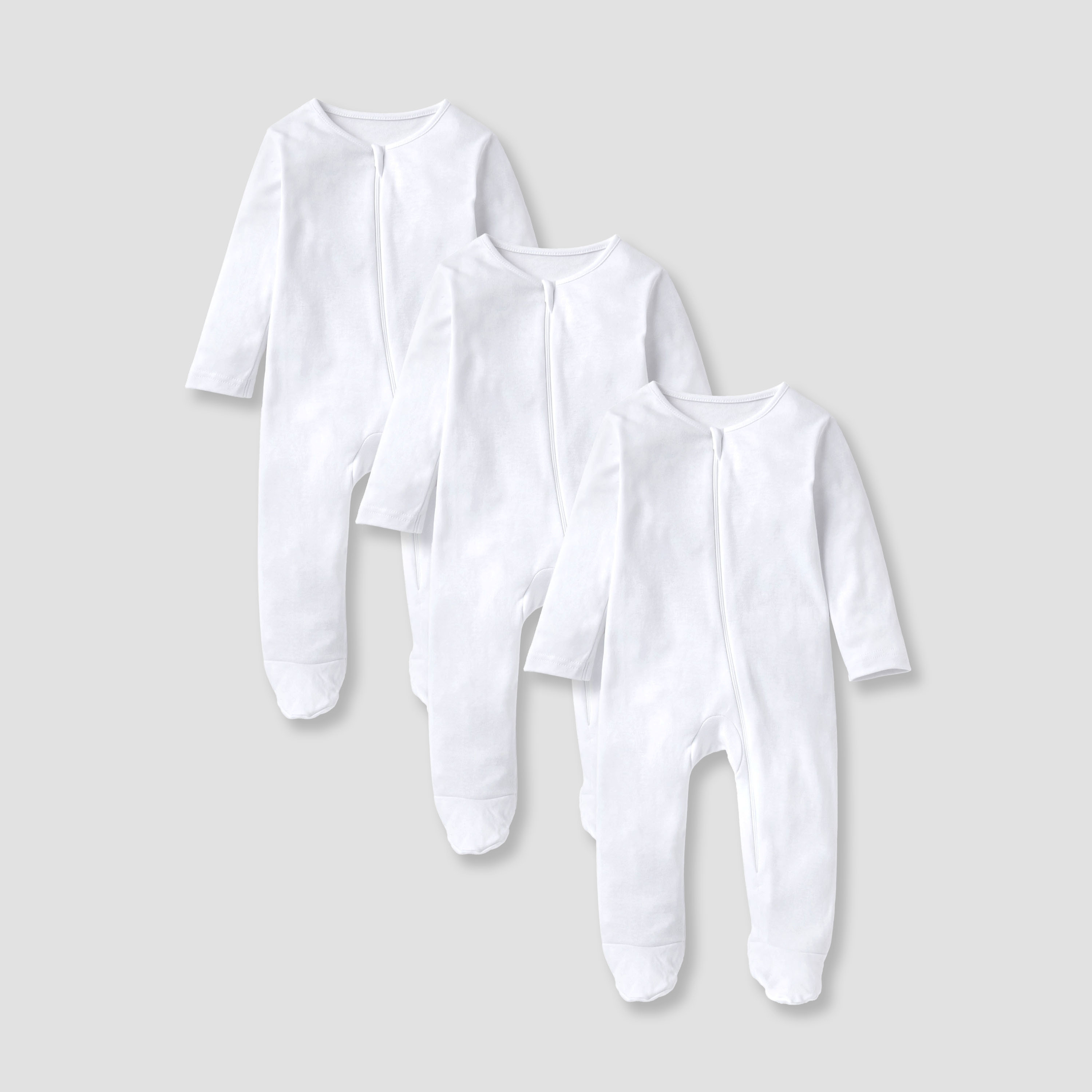 طقم بدلة نوم بأكمام طويلة وسحاب إغلاق 3 قطع سادة من جونيورز-baby-girls-clothing-multipacks-image-5