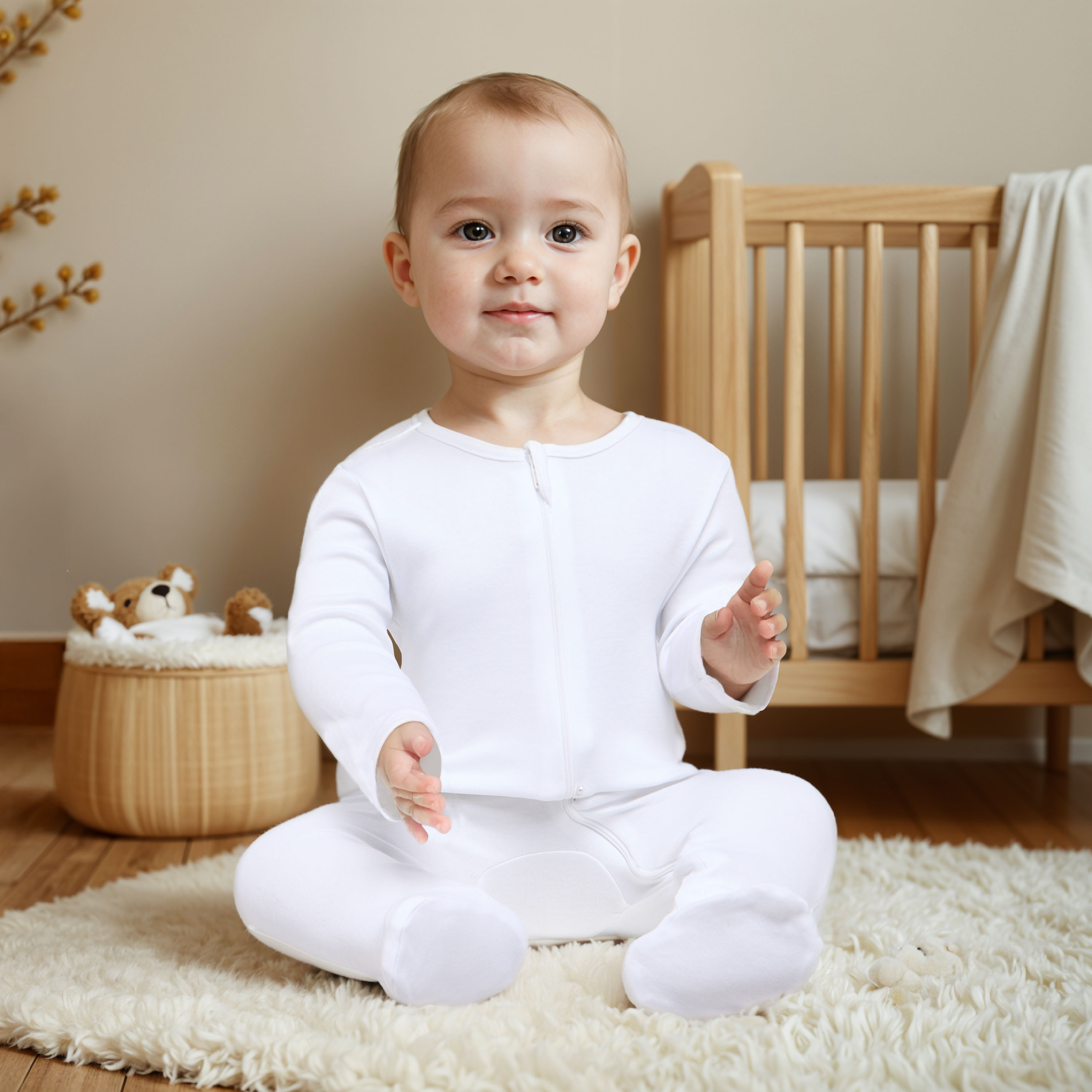 طقم بدلة نوم بأكمام طويلة وسحاب إغلاق 3 قطع سادة من جونيورز-baby-girls-clothing-multipacks-image-1