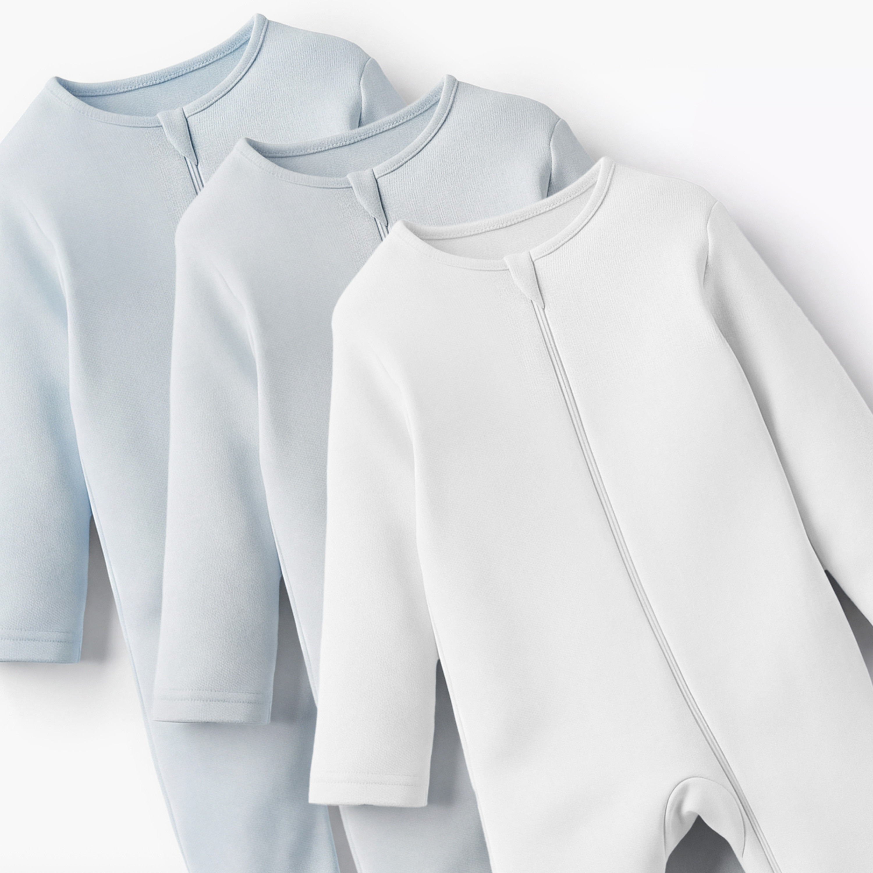 Juniors Solid Closed Feet Sleepsuit with Zip Closure - Set of 3-baby-girls-clothing-nightwear-sleepsuits-image-5