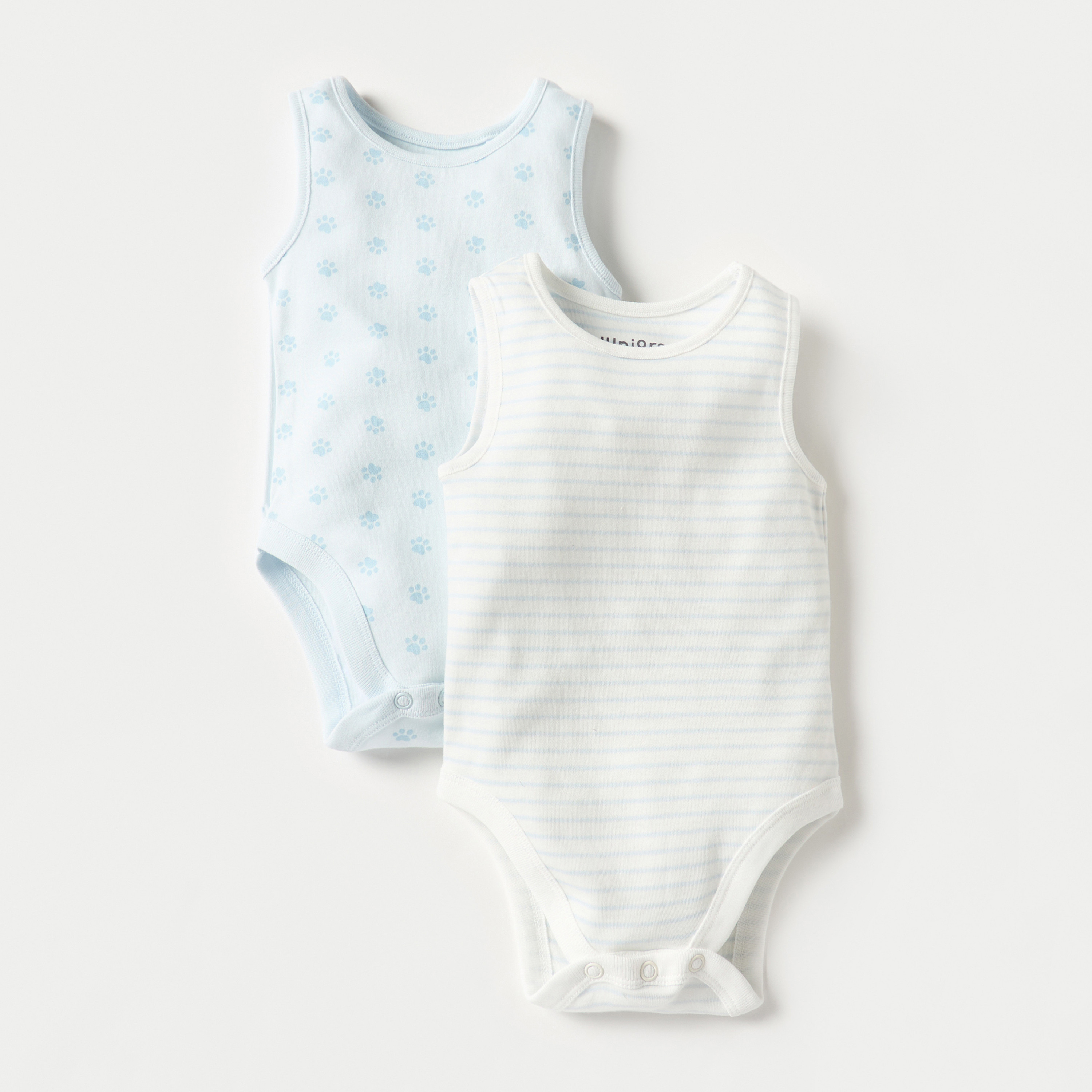 بودي سوت دون أكمام بأزرار إغلاق كبس وطبعات من جونيورز - طقم من 2 قطع-baby-boys-clothing-bodysuits-image-1
