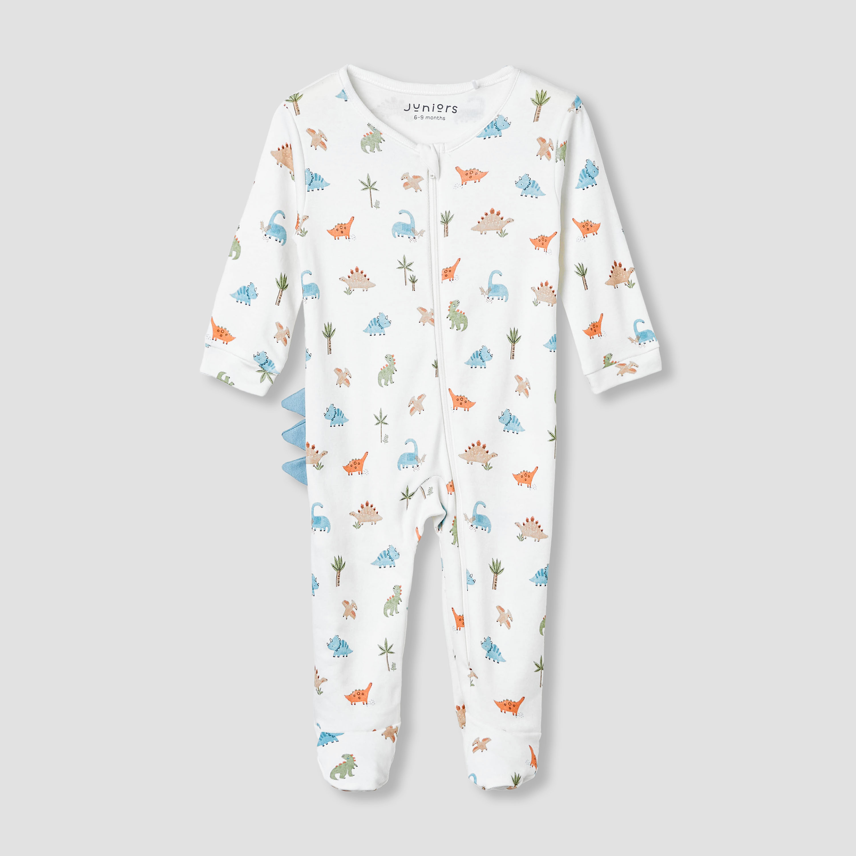 Juniors Dinosaur Print Sleepsuit with Long Sleeves-baby-boys-clothing-nightwear-sleepsuits-image-1