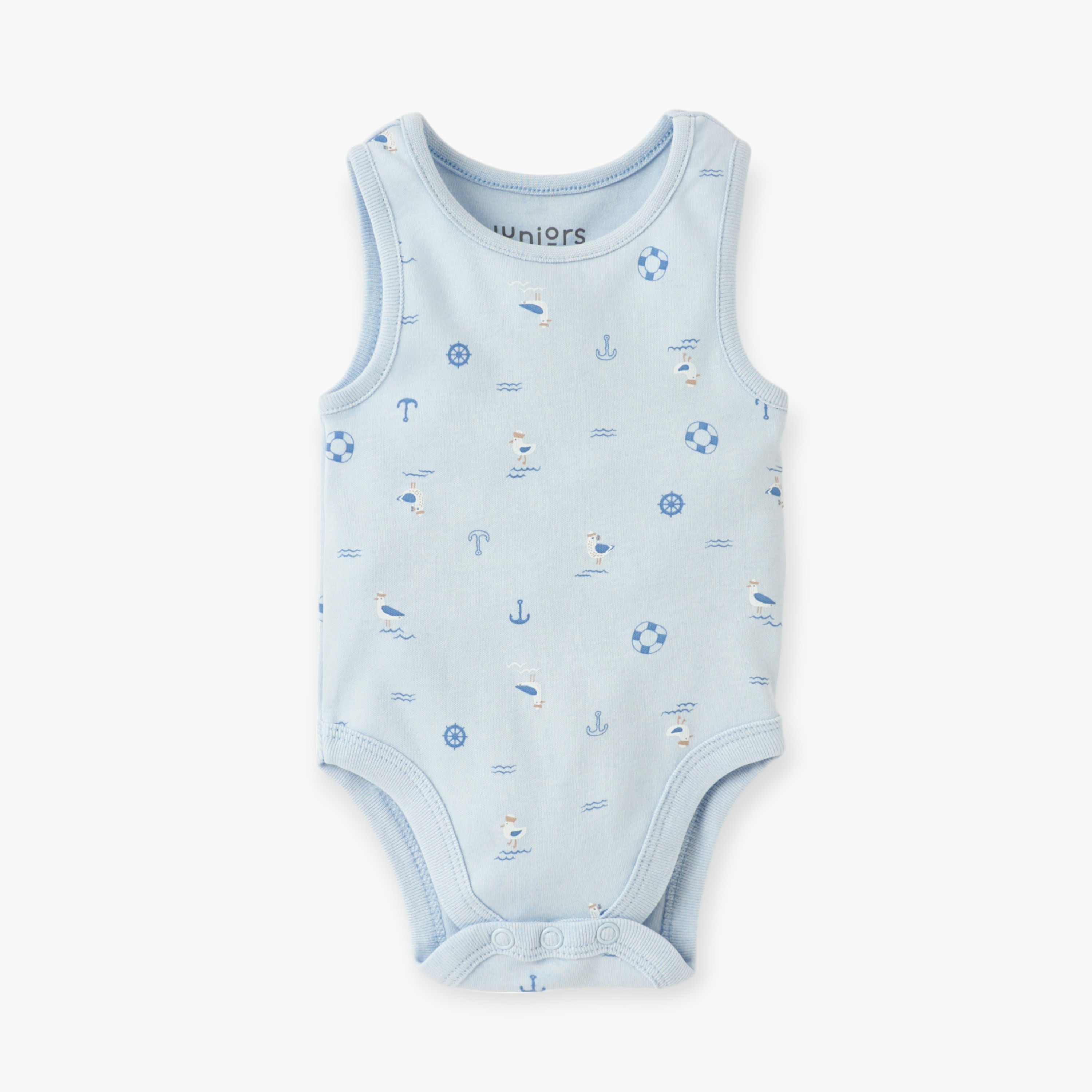 Juniors Printed Sleeveless Bodysuit with Round Neck - Set of 2-baby-boys-clothing-bodysuits-image-2