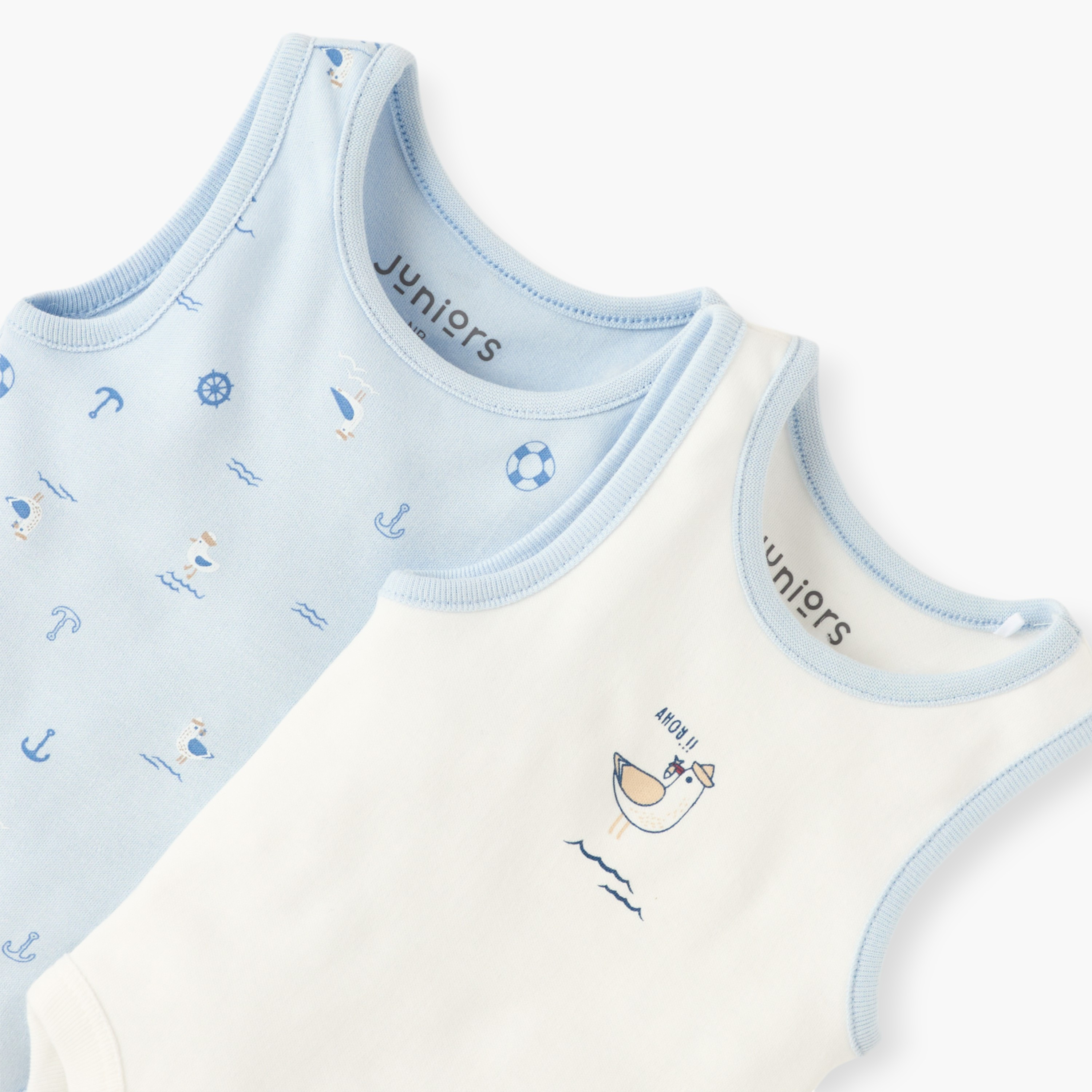 Juniors Printed Sleeveless Bodysuit with Round Neck - Set of 2-baby-boys-clothing-bodysuits-image-4