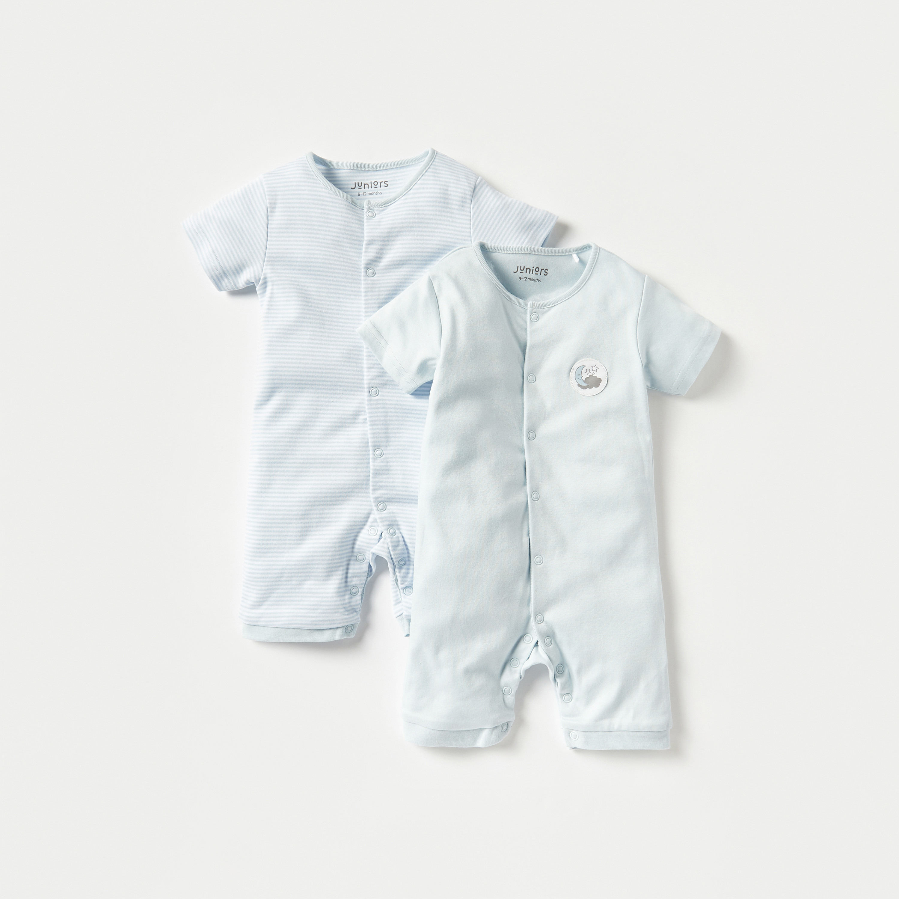 Juniors Assorted Romper with Short Sleeves and Snap Button Closure - Set of 2-baby-girls-clothing-rompers-image-1
