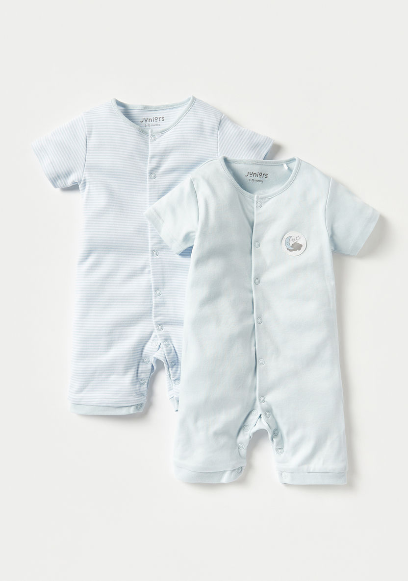 Juniors Assorted Romper with Short Sleeves and Snap Button Closure - Set of 2-Rompers%2C Dungarees and Jumpsuits-image-0