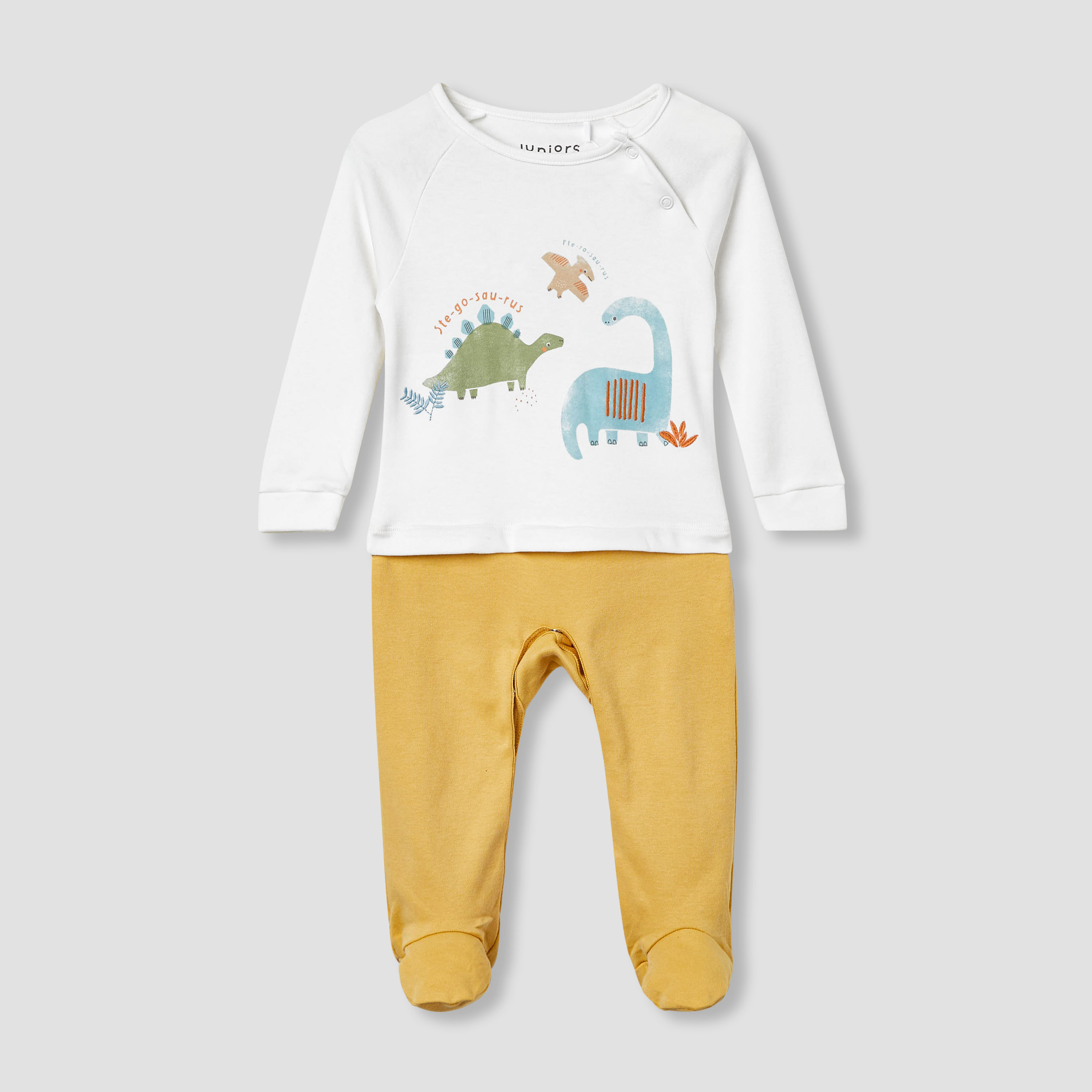Juniors Dinosaur Print Sleepsuit with Long Sleeves-baby-boys-clothing-nightwear-sleepsuits-image-1