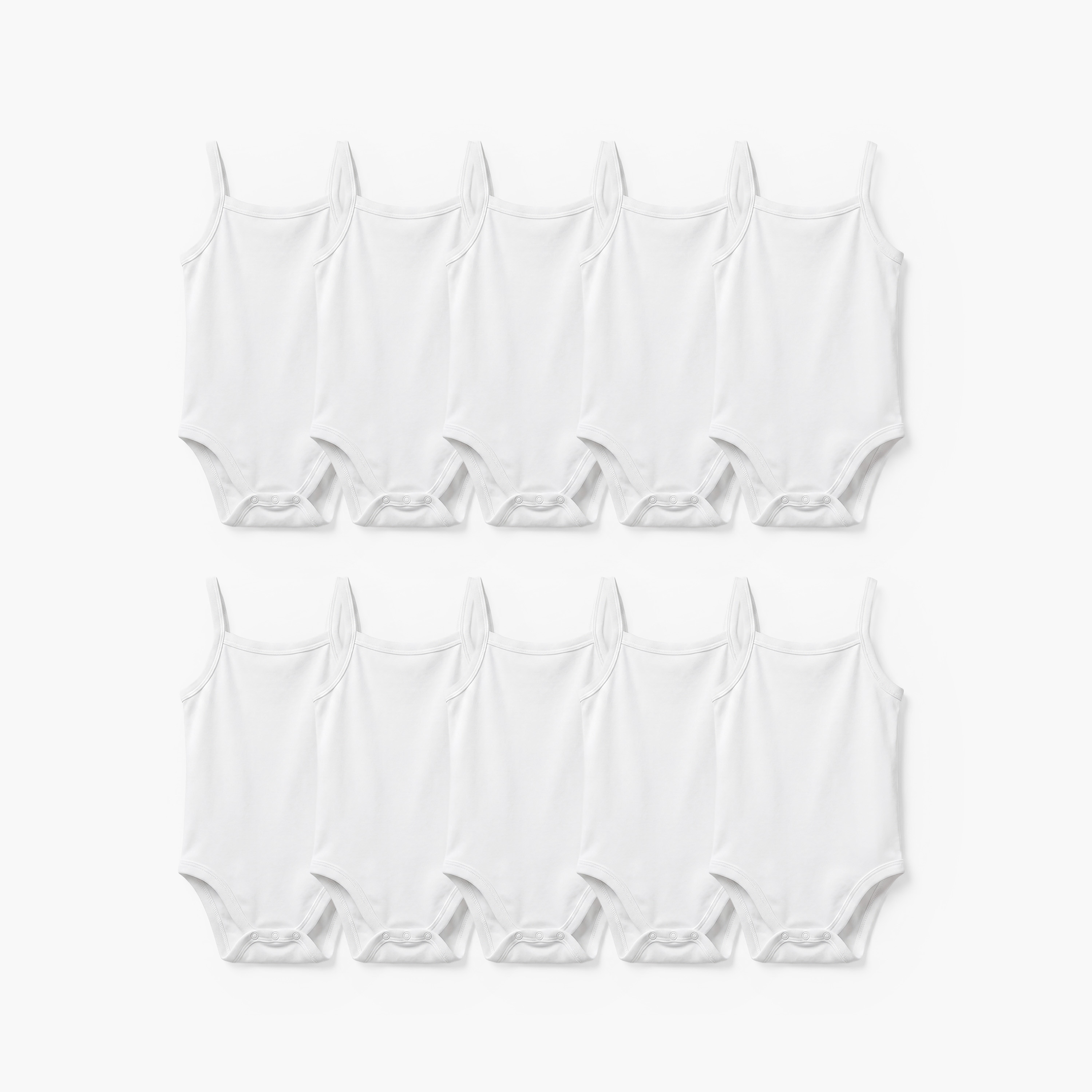 Juniors Solid Strap Sleeves Bodysuit with Snap Button Closure - Set of 10-baby-boys-clothing-bodysuits-image-1